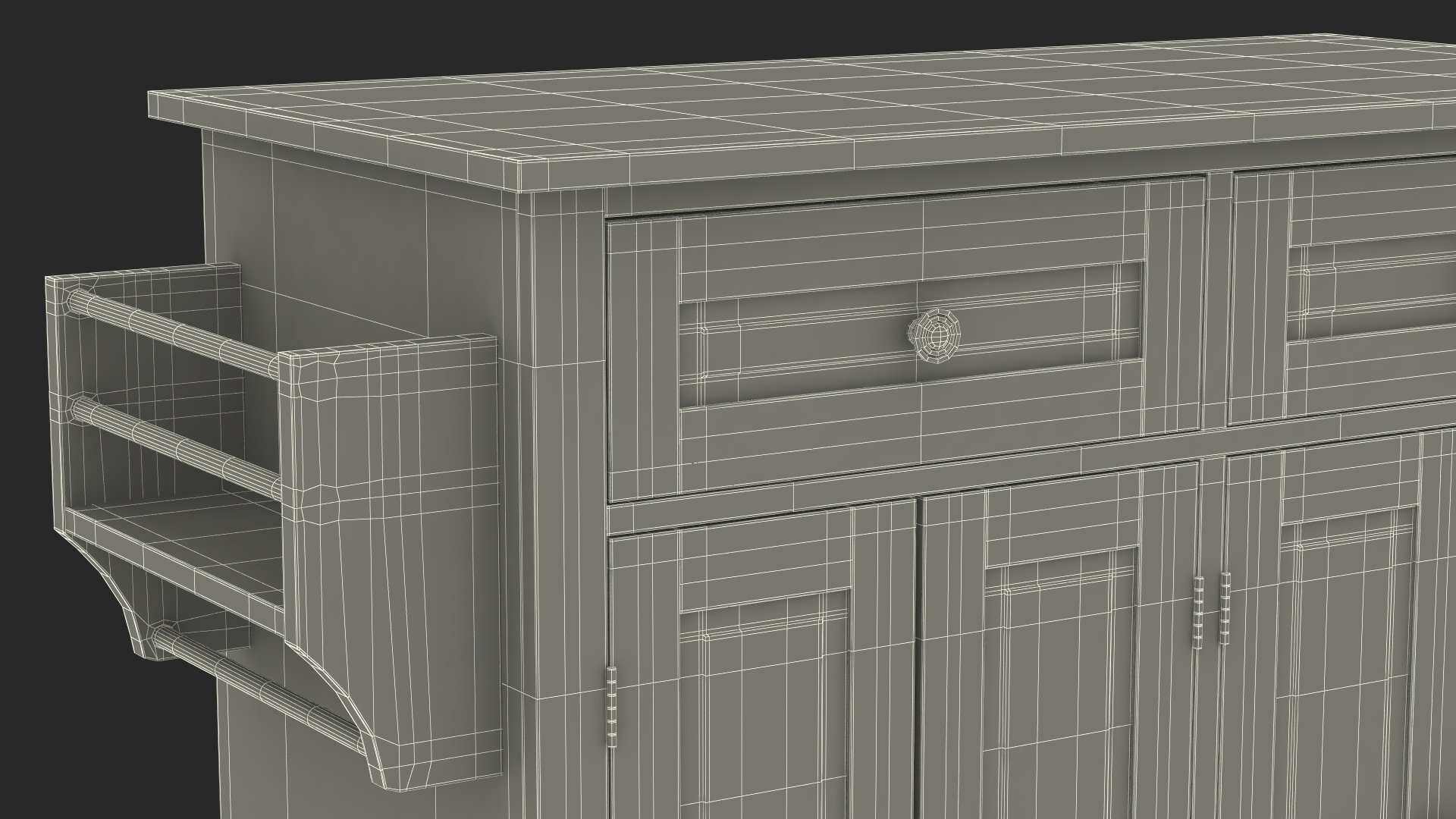 Rolling Kitchen Table Black 3D