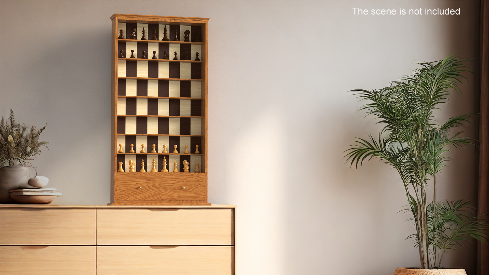 Vertical Wooden Chess Board 3D