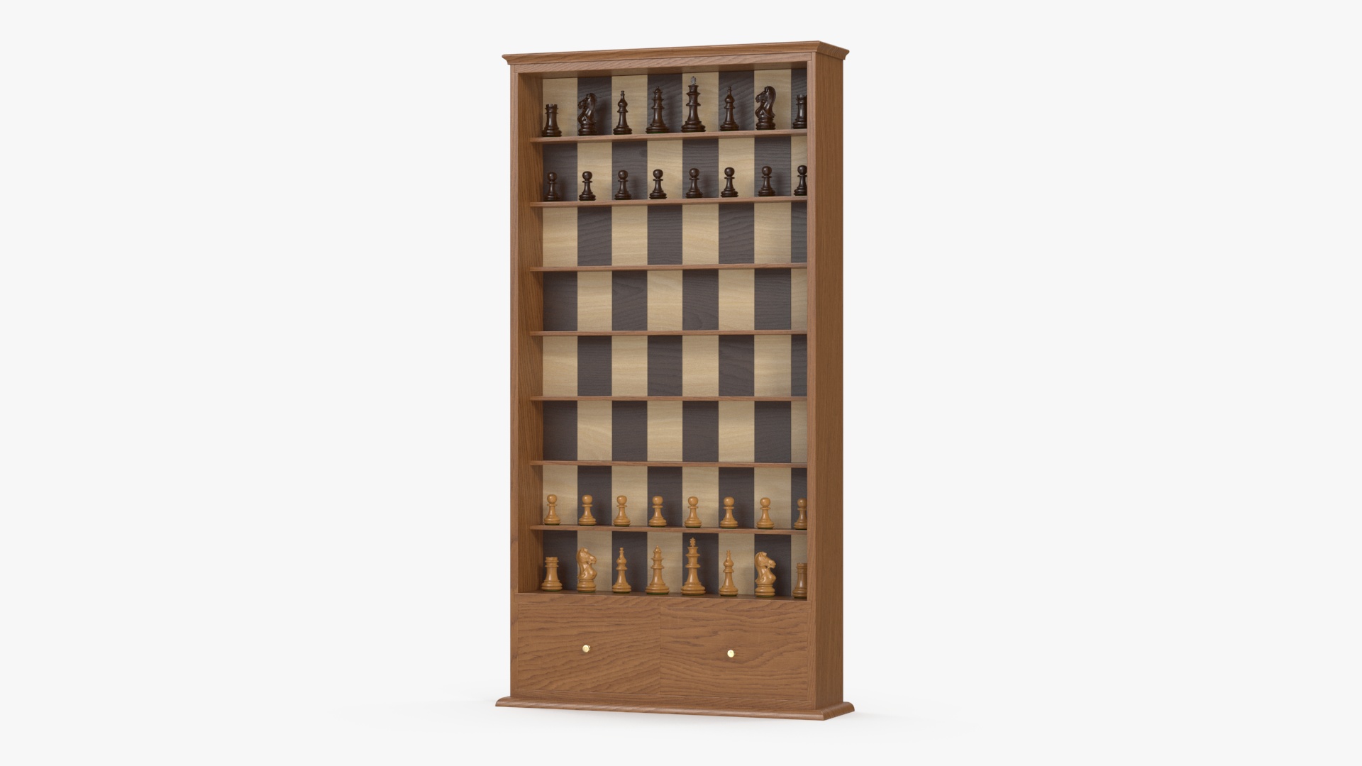 Vertical Wooden Chess Board 3D