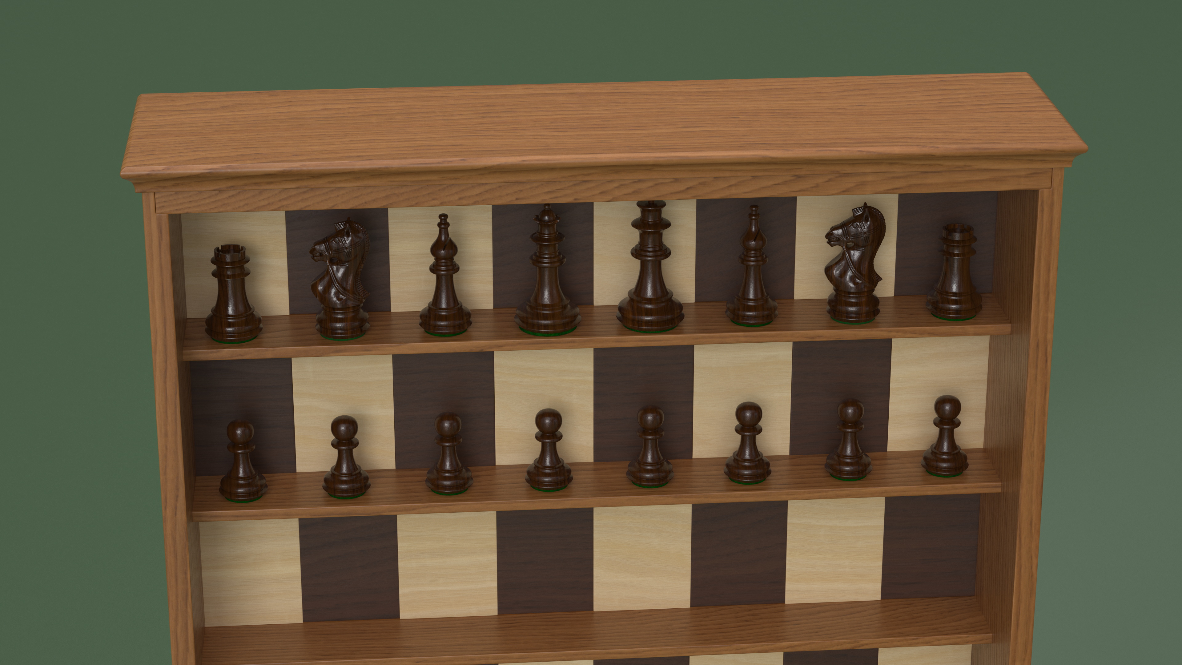 Vertical Wooden Chess Board 3D