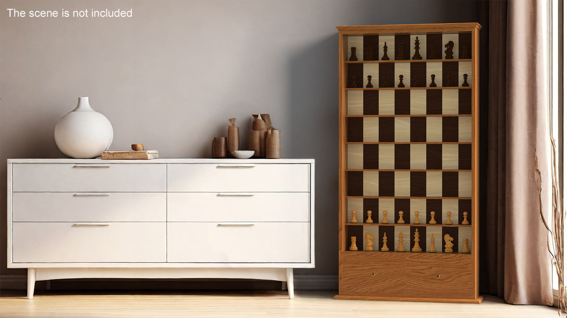 Vertical Wooden Chess Board 3D