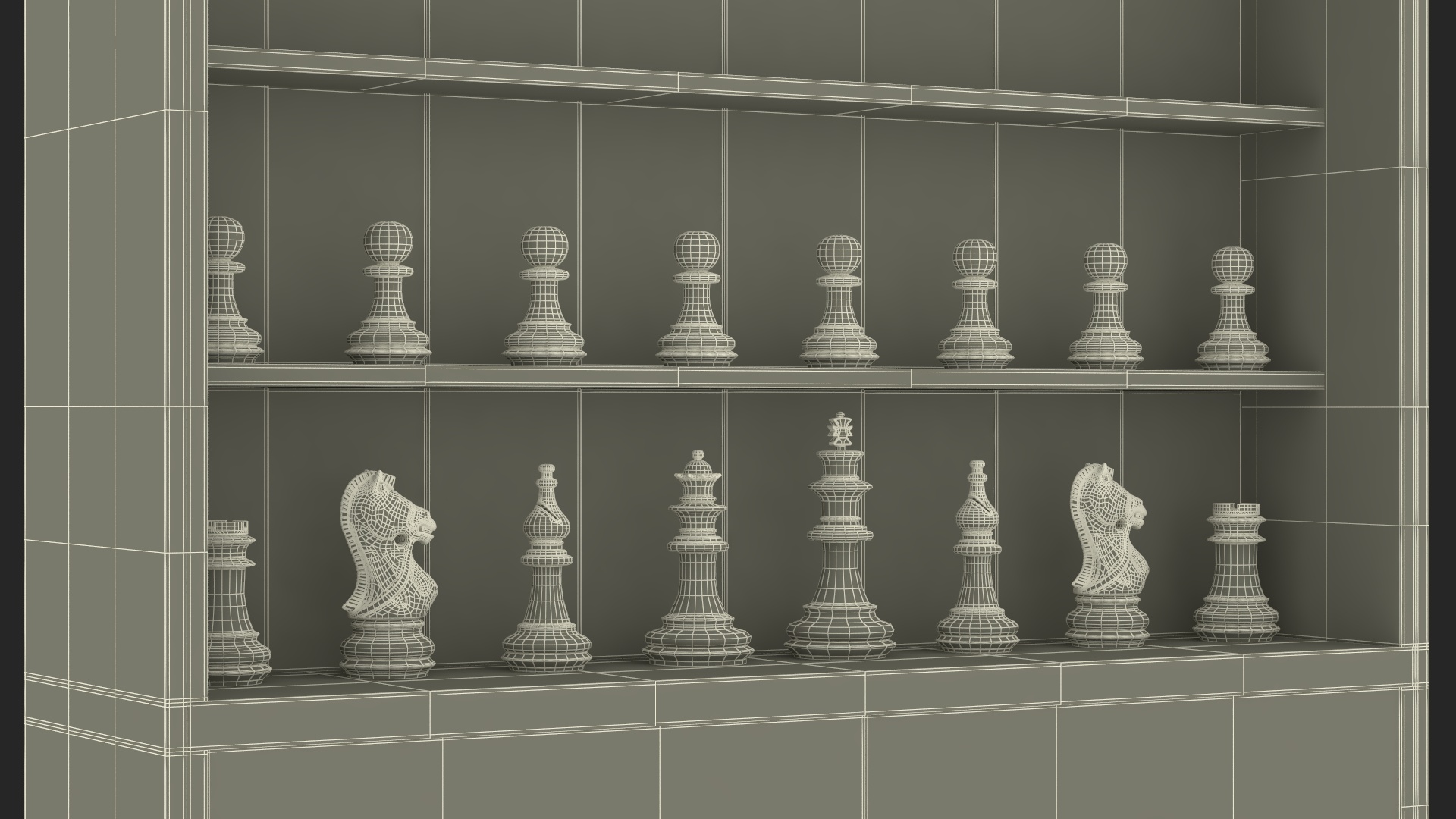 Vertical Wooden Chess Board 3D