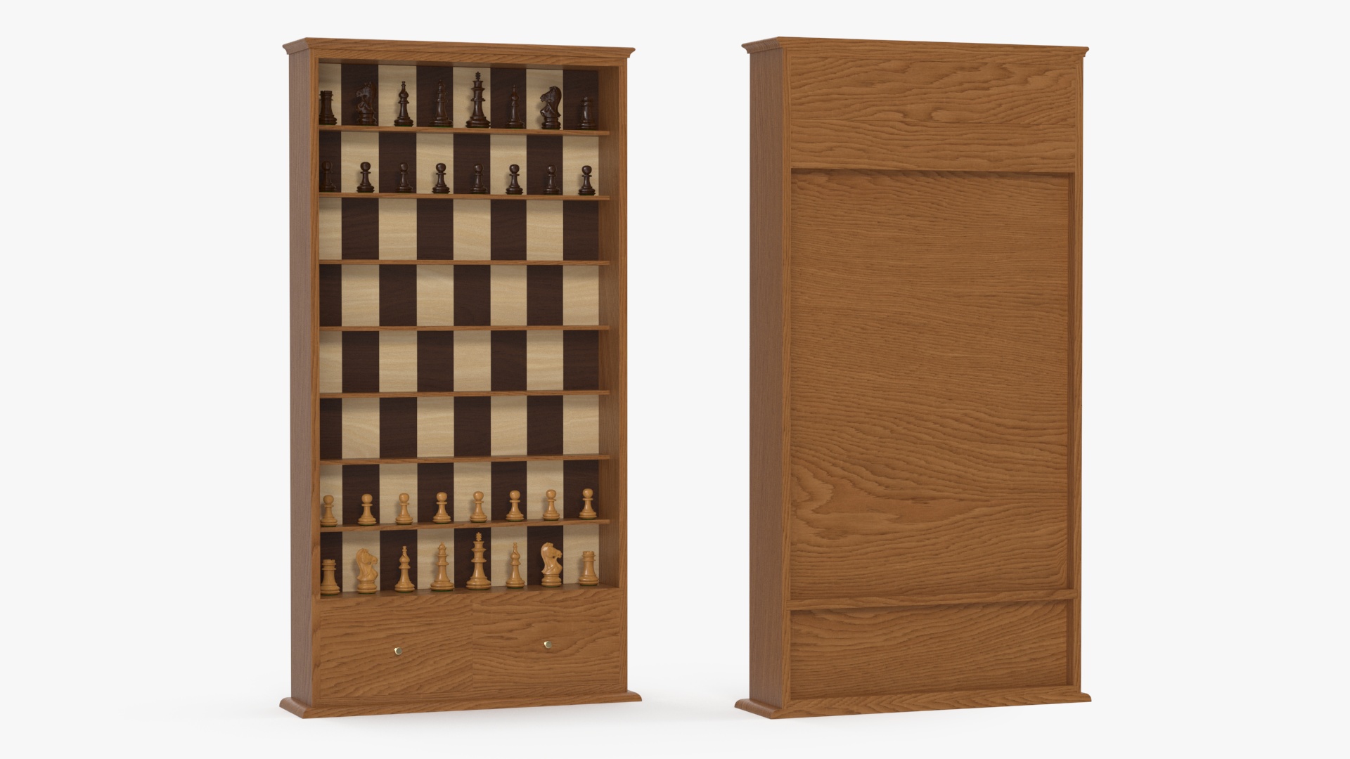 Vertical Wooden Chess Board 3D