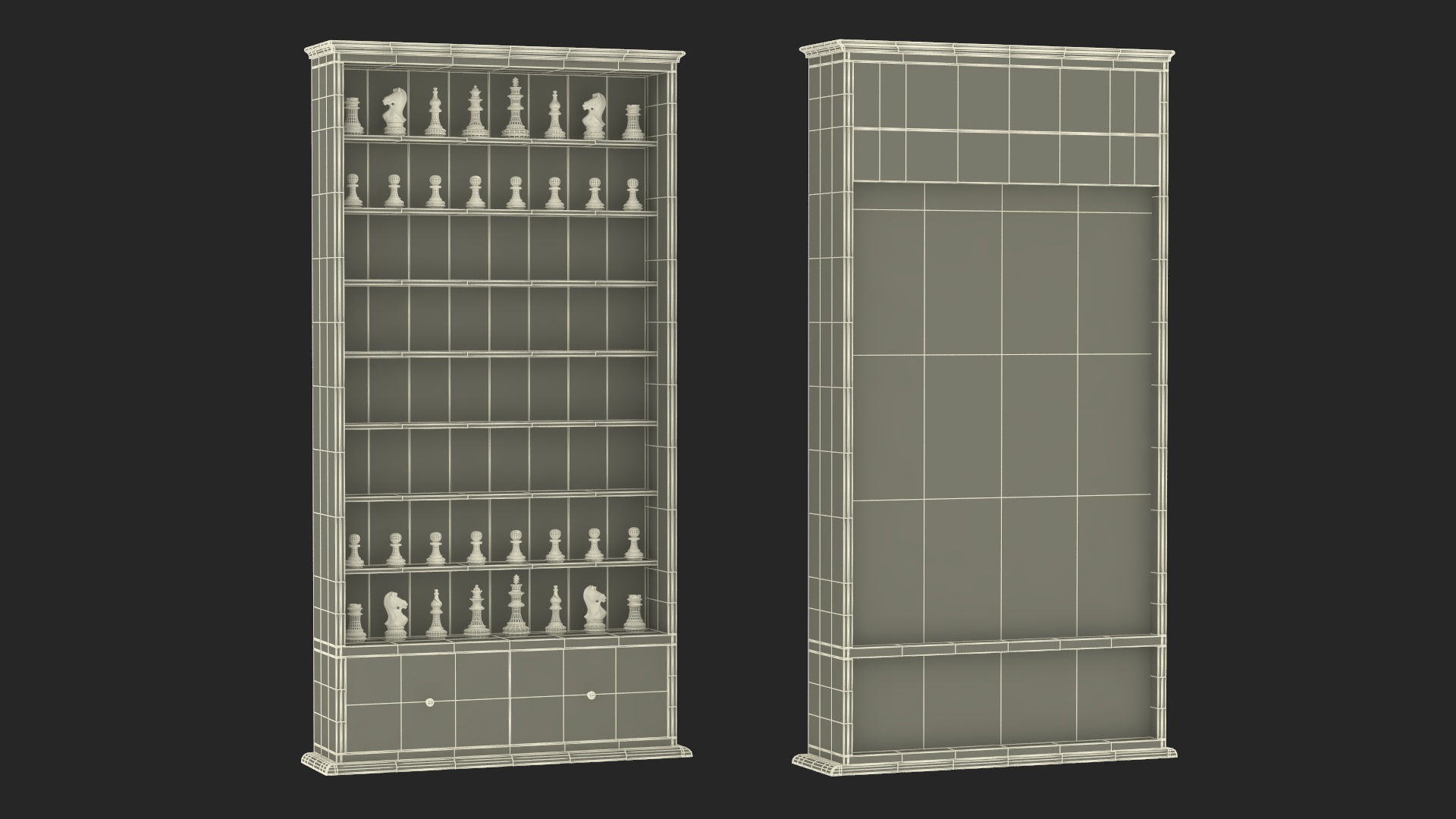 Vertical Wooden Chess Board 3D