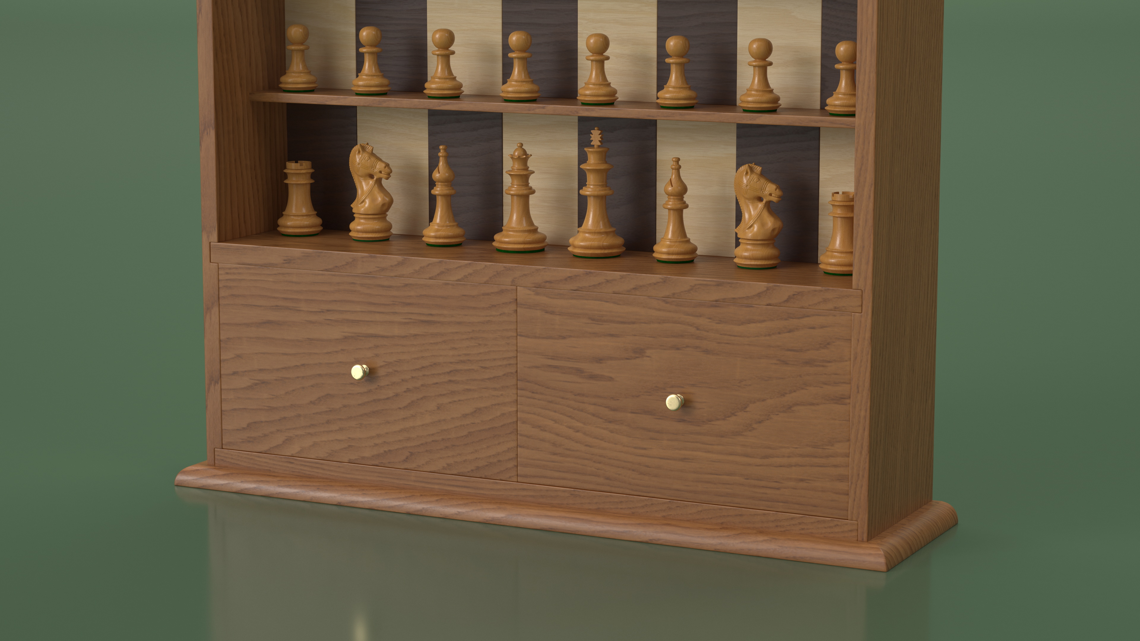 Vertical Wooden Chess Board 3D