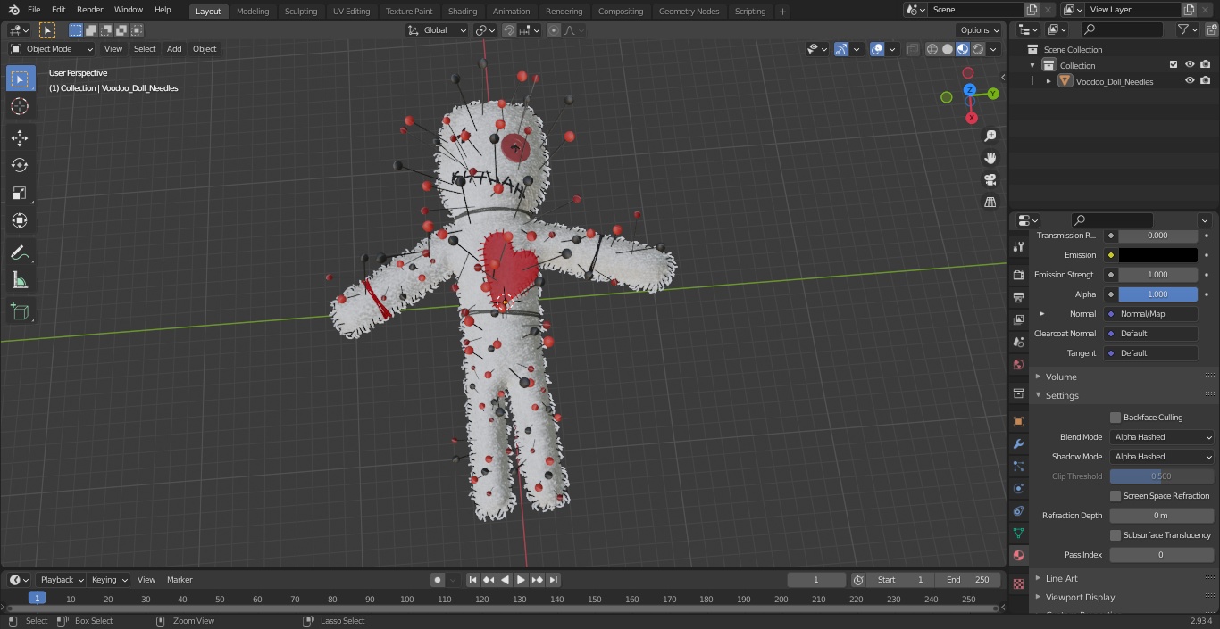 Voodoo Doll Needles 3D model