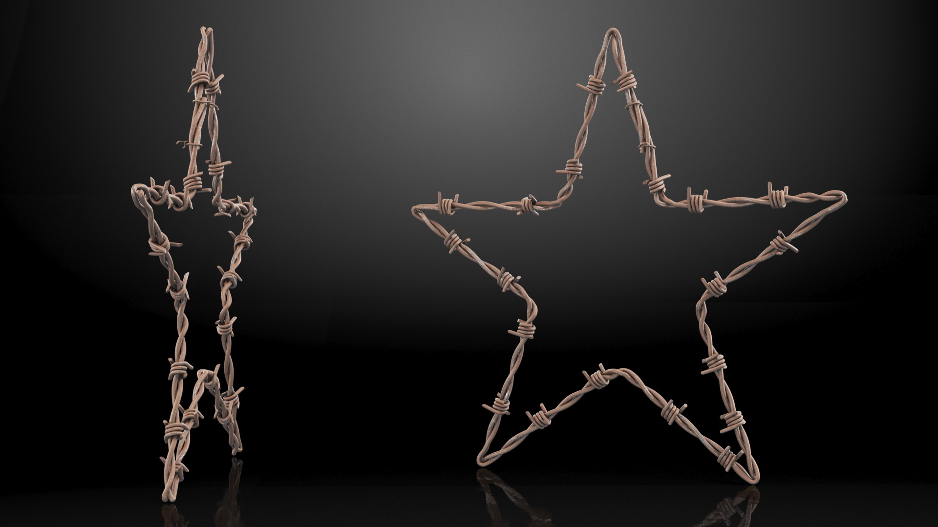 Star Shaped Barbed Wire Rusty 3D model