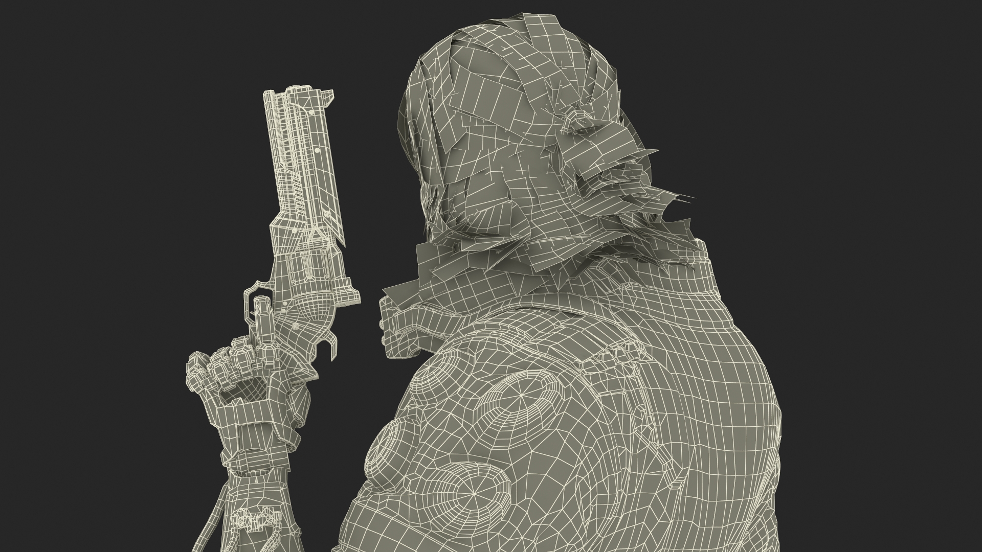 3D model Cyberpunk 2077 Geralt Character with Gun
