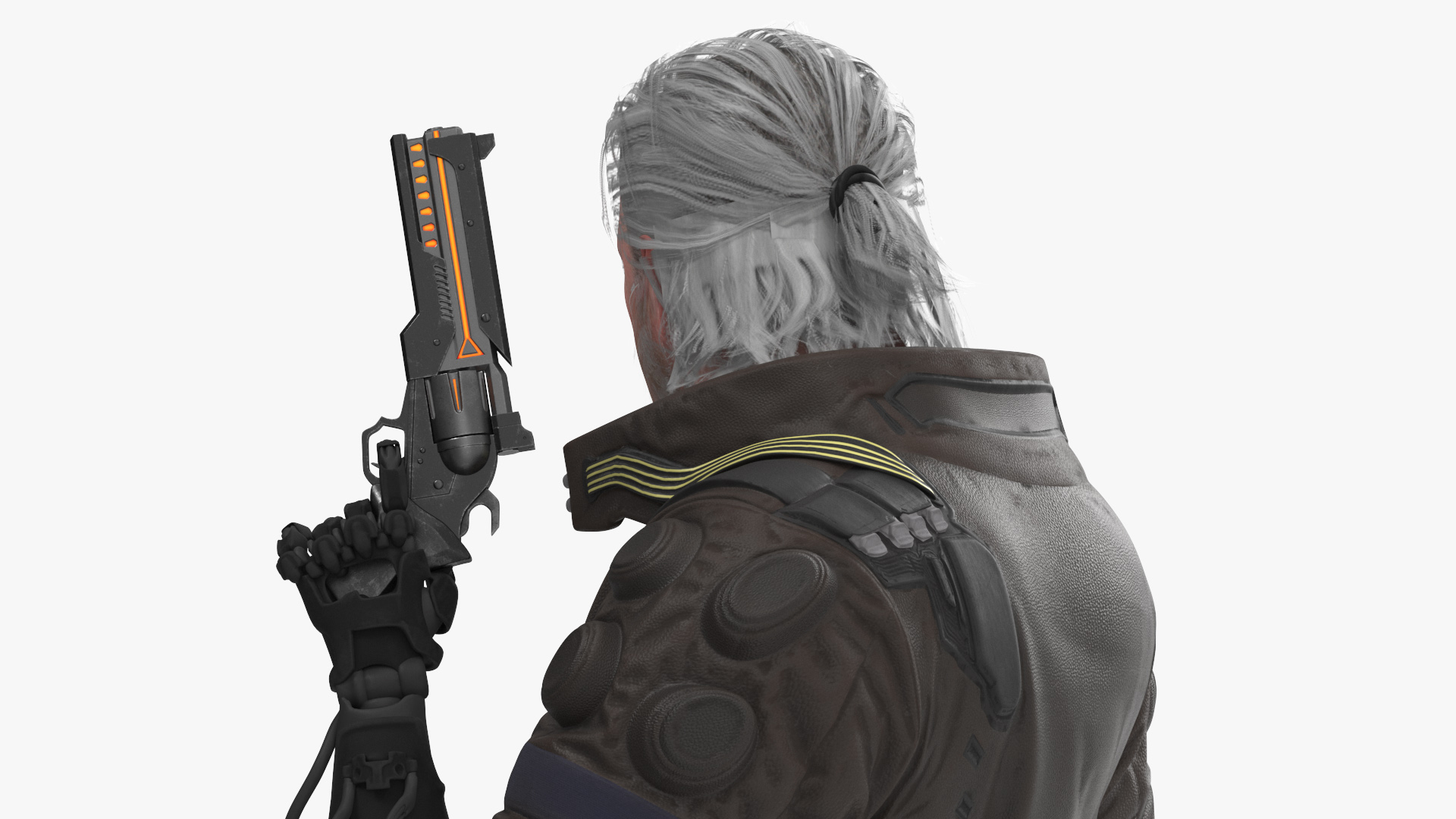 3D model Cyberpunk 2077 Geralt Character with Gun
