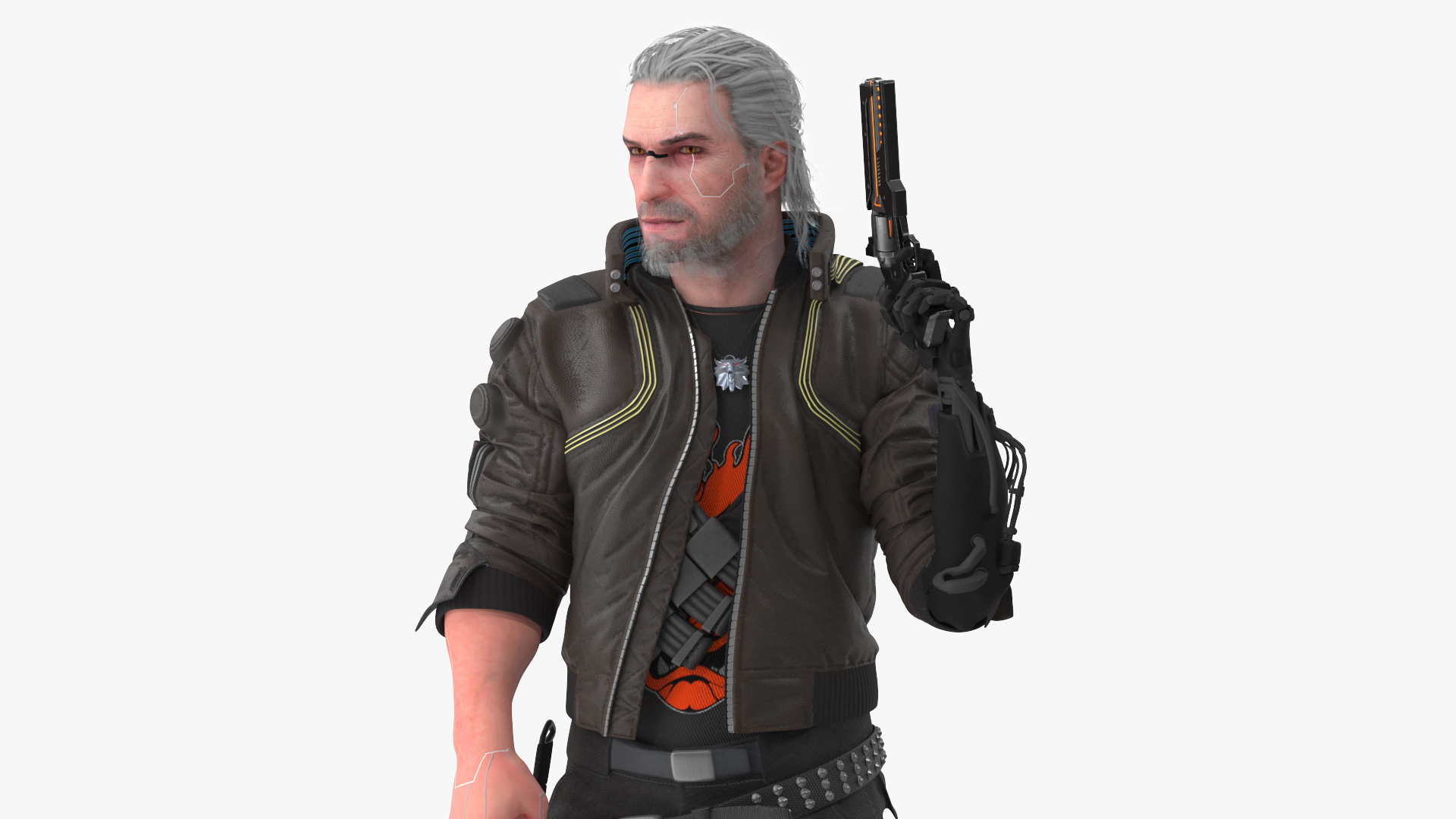 3D model Cyberpunk 2077 Geralt Character with Gun