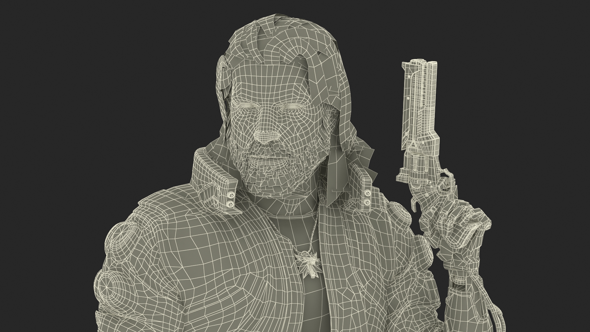 3D model Cyberpunk 2077 Geralt Character with Gun