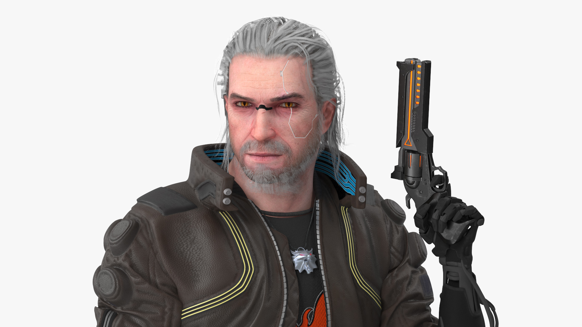 3D model Cyberpunk 2077 Geralt Character with Gun