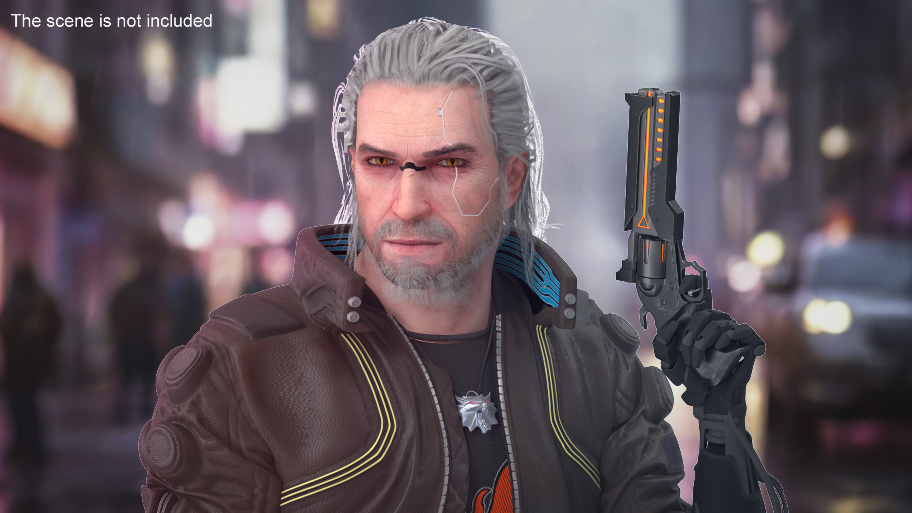 3D model Cyberpunk 2077 Geralt Character with Gun