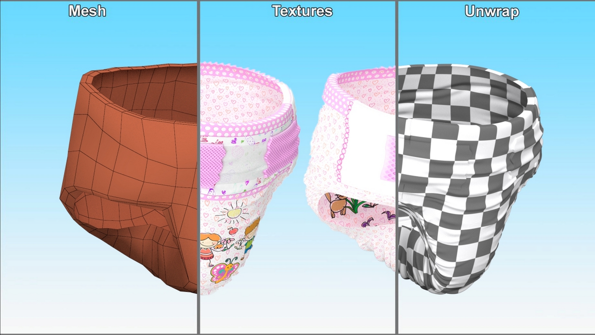 3D Diaper for Girls