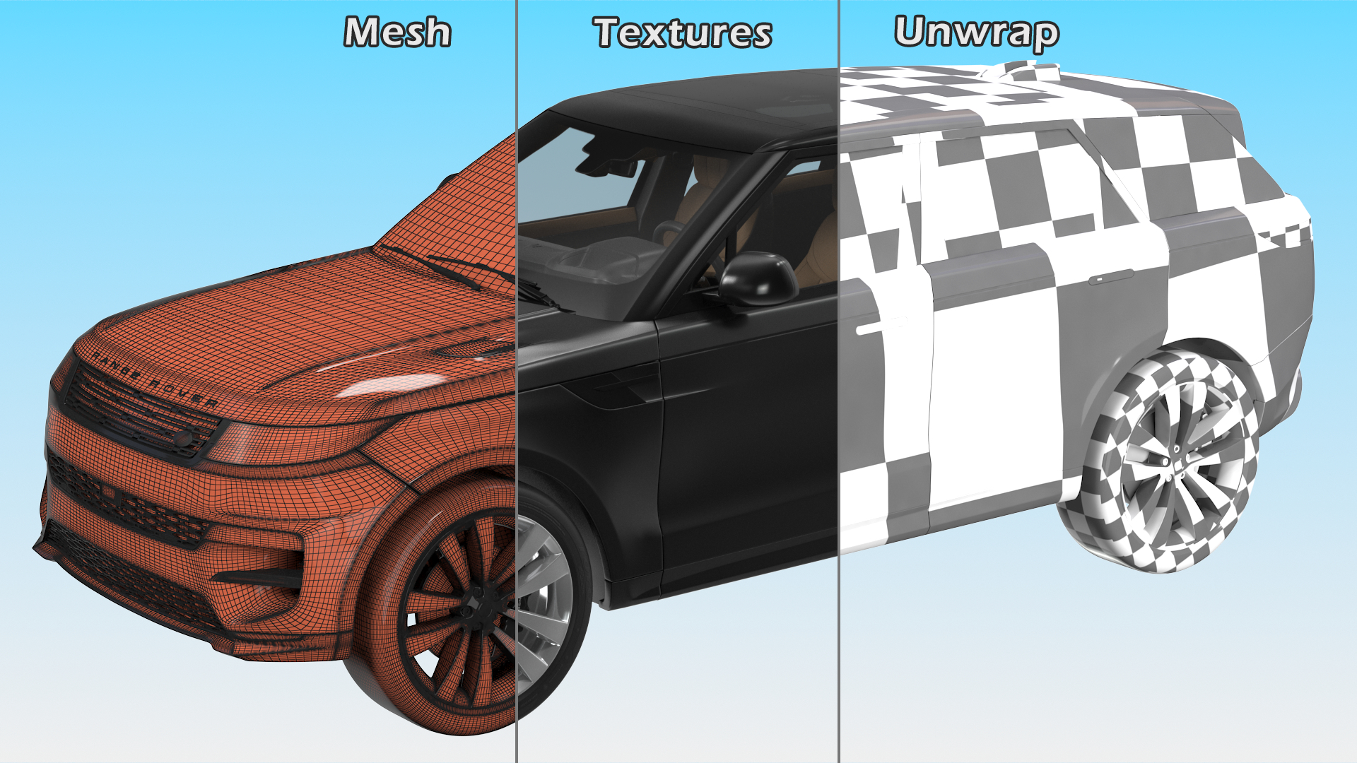 Range Rover Sport 2023 Black Simple Interior 3D model