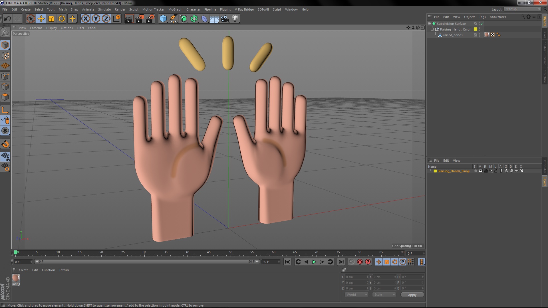 Raising Hands Emoji 3D model