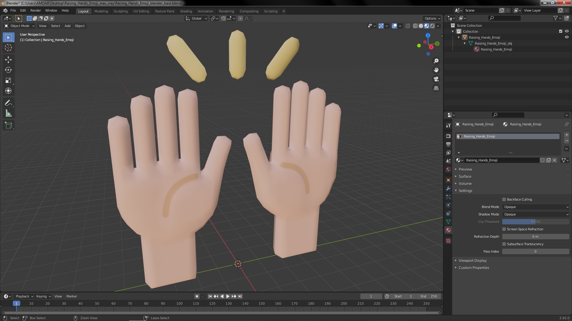 Raising Hands Emoji 3D model