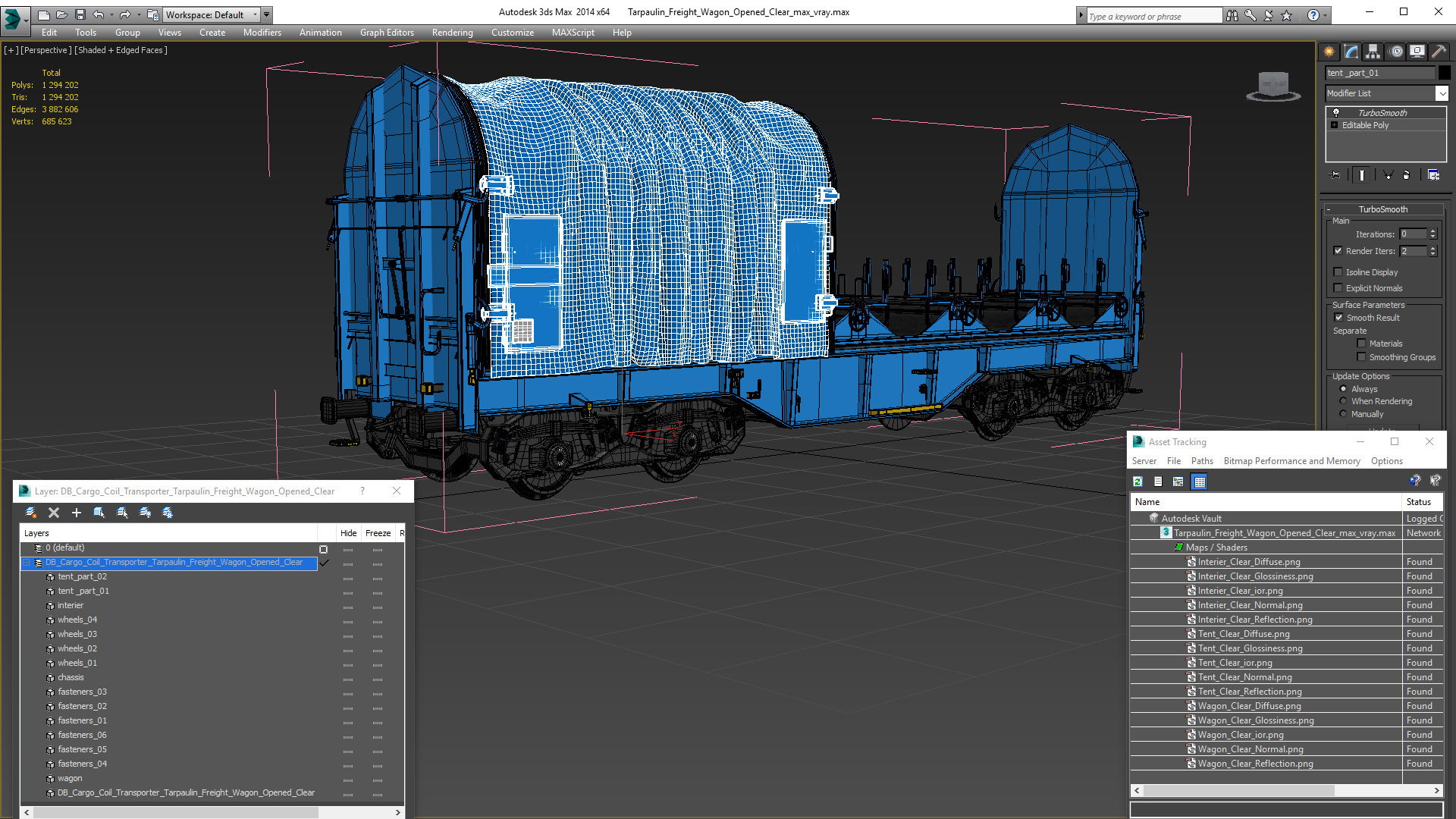 3D Tarpaulin Freight Wagon Opened Clear
