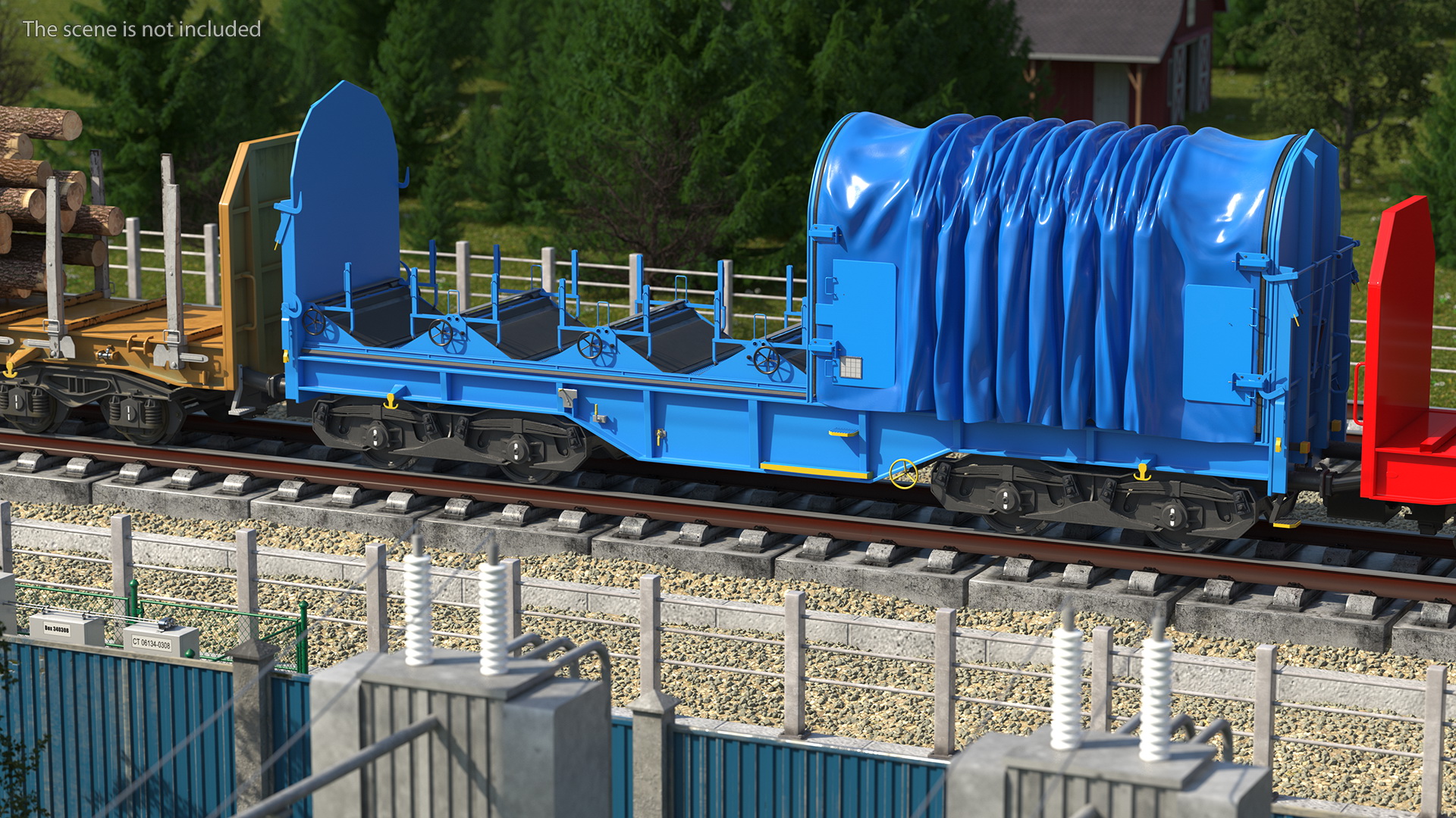 3D Tarpaulin Freight Wagon Opened Clear