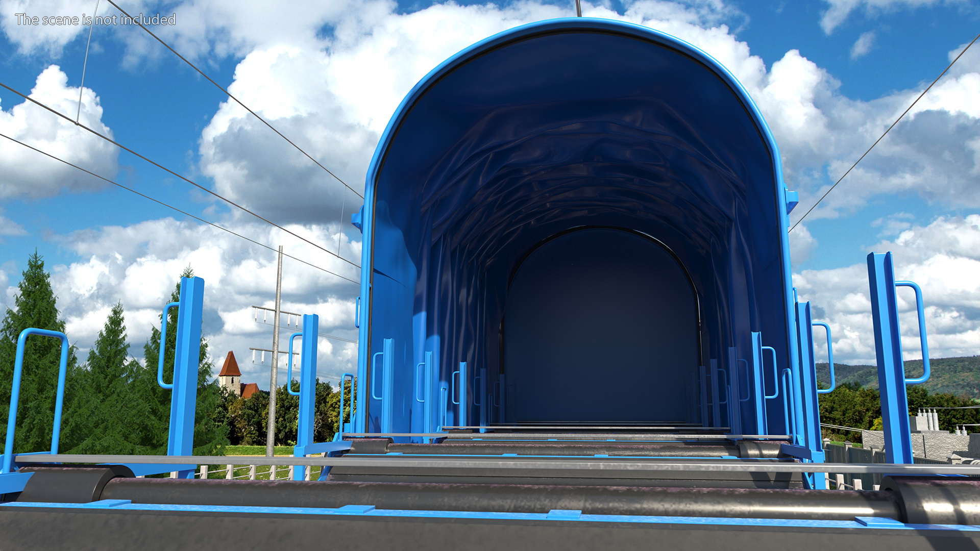 3D Tarpaulin Freight Wagon Opened Clear