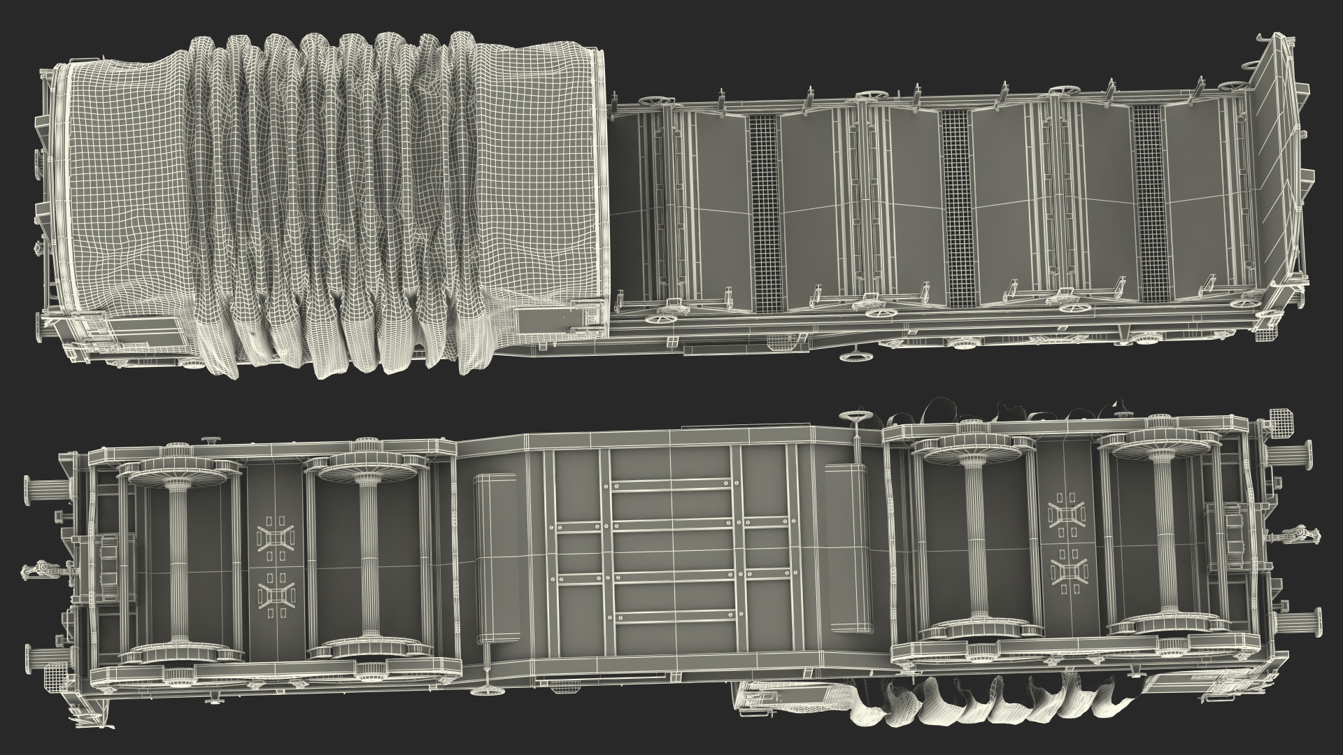 3D Tarpaulin Freight Wagon Opened Clear