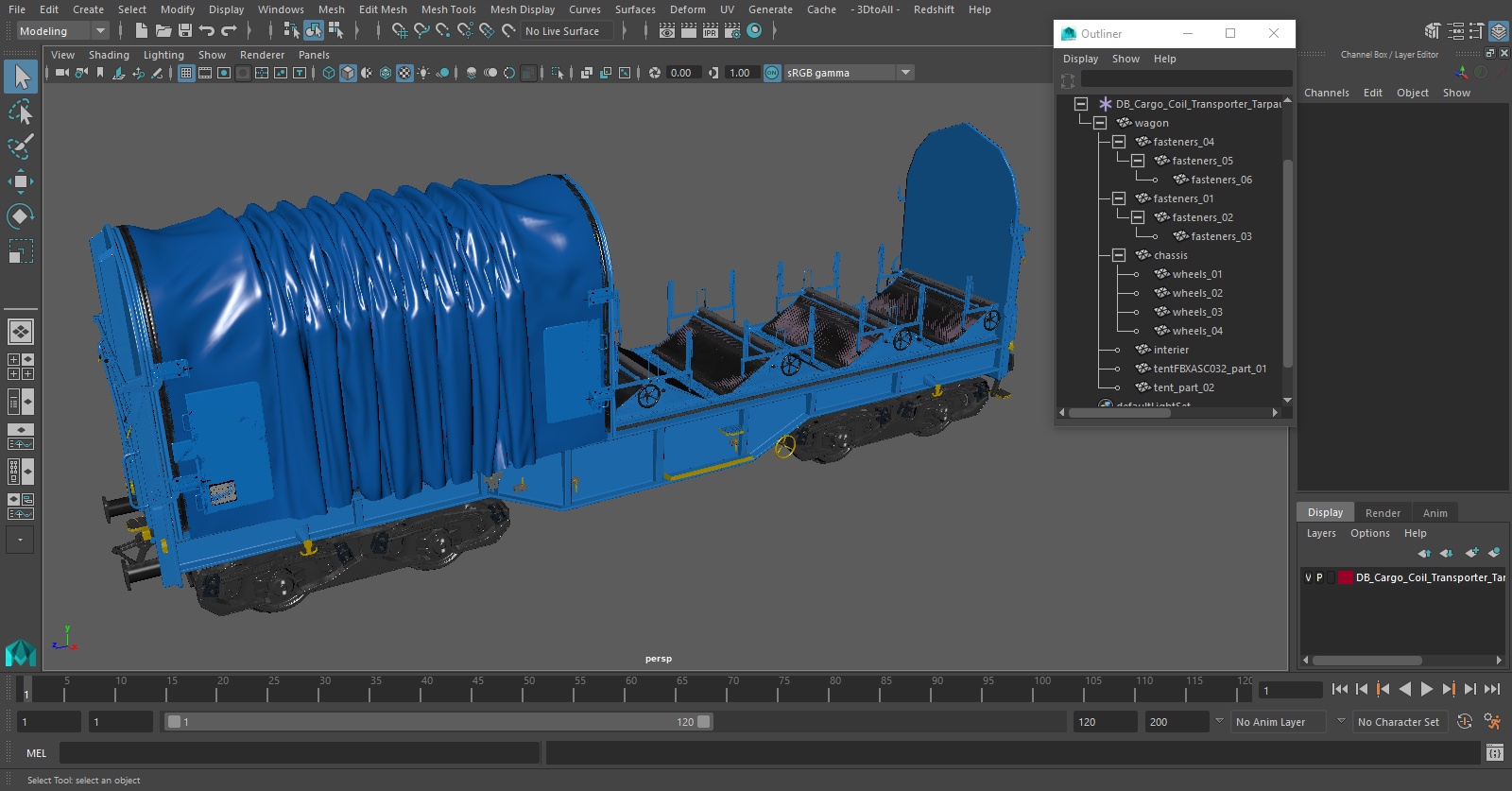 3D Tarpaulin Freight Wagon Opened Clear