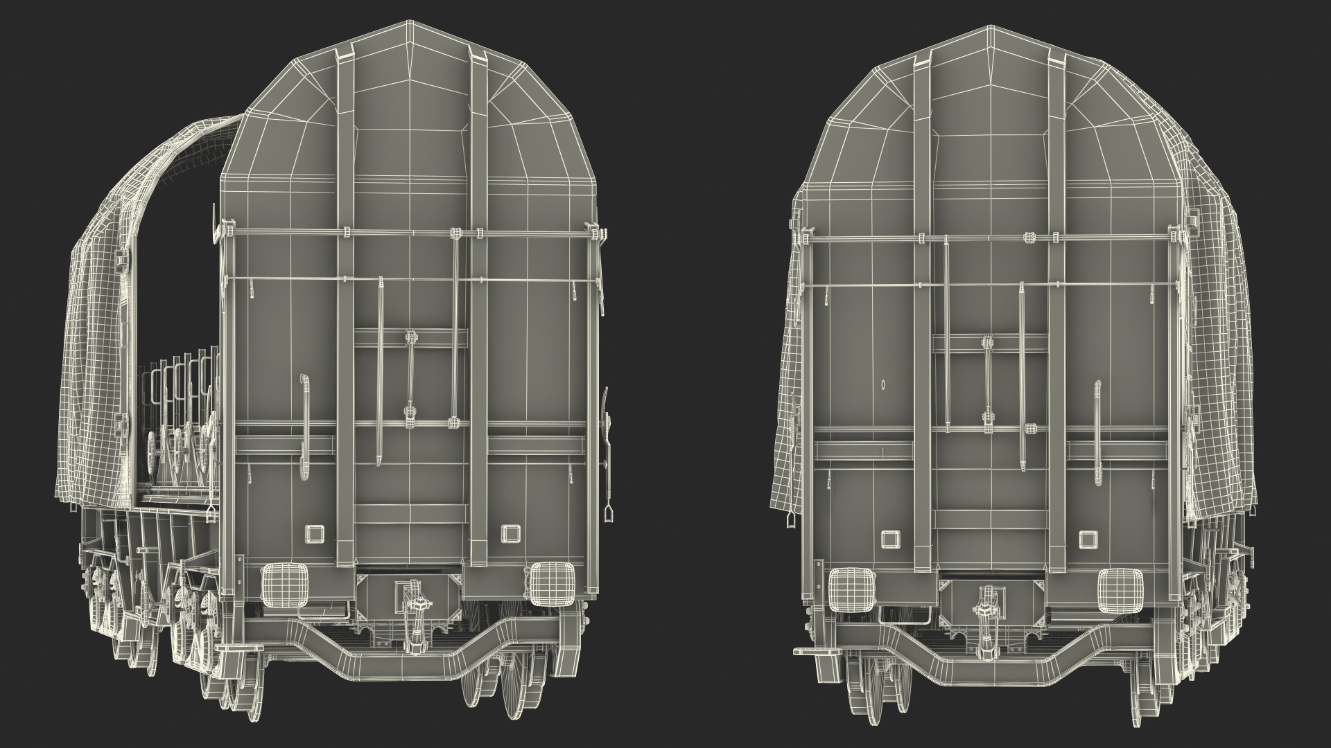 3D Tarpaulin Freight Wagon Opened Clear