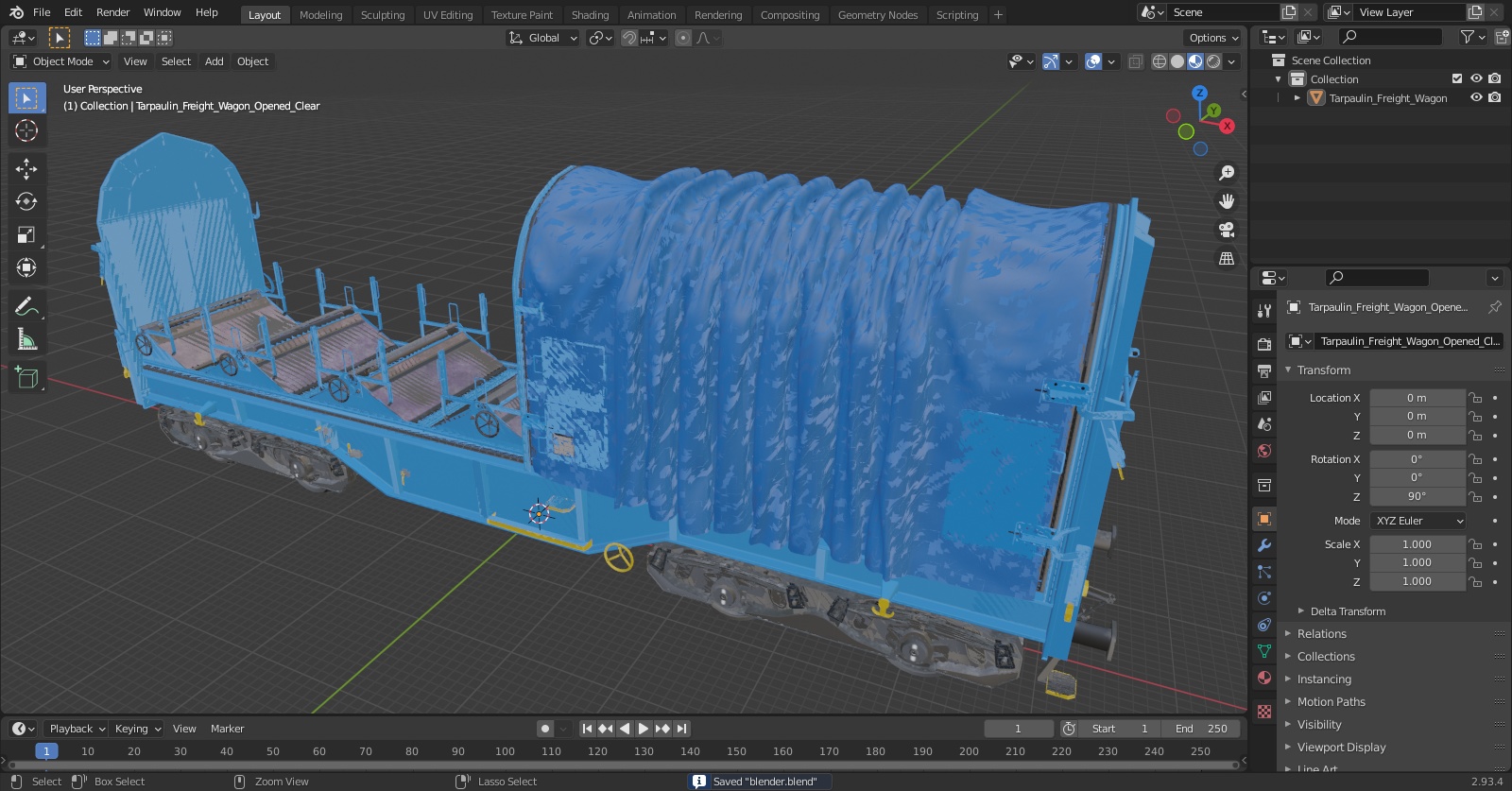 3D Tarpaulin Freight Wagon Opened Clear
