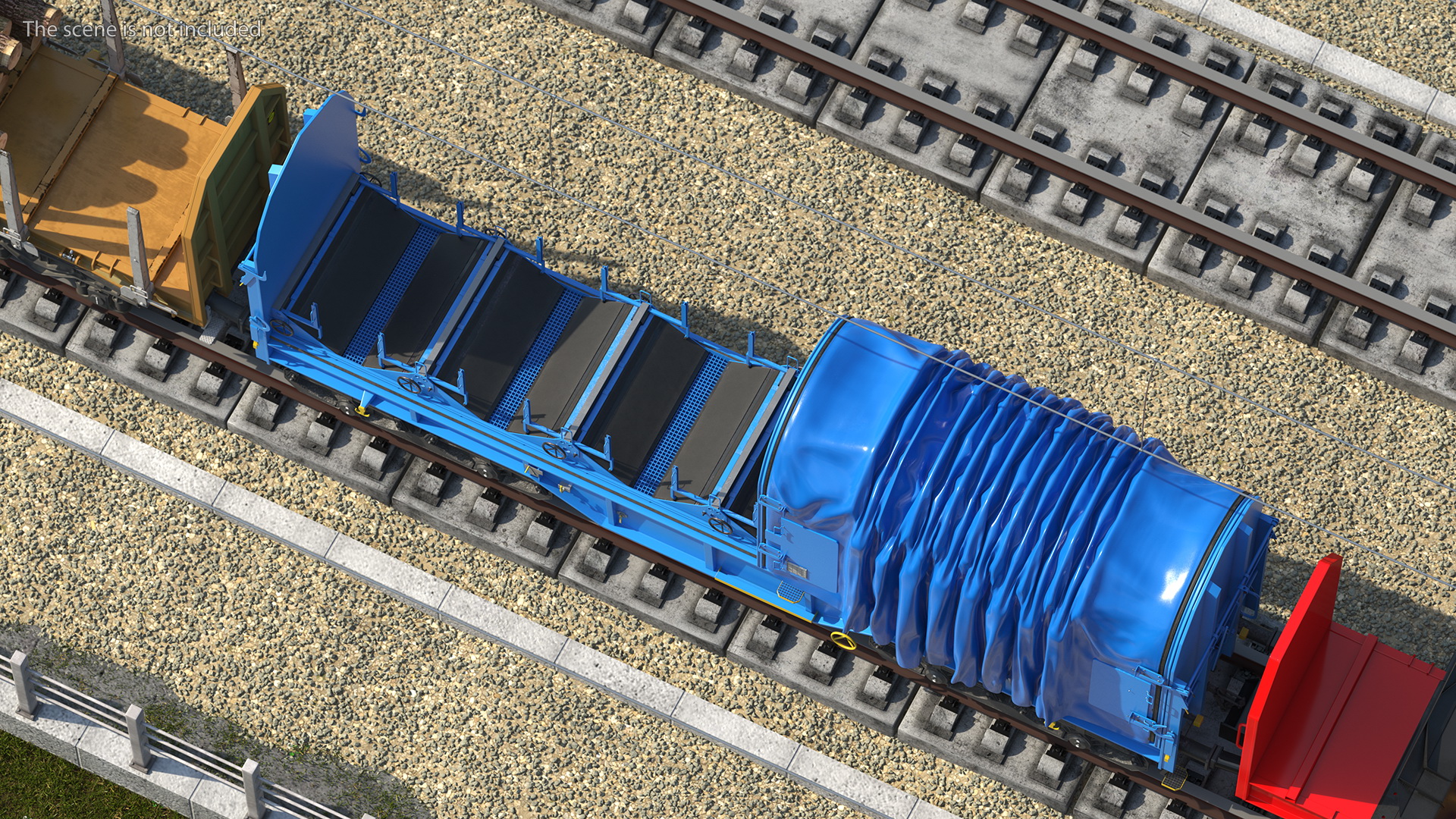 3D Tarpaulin Freight Wagon Opened Clear