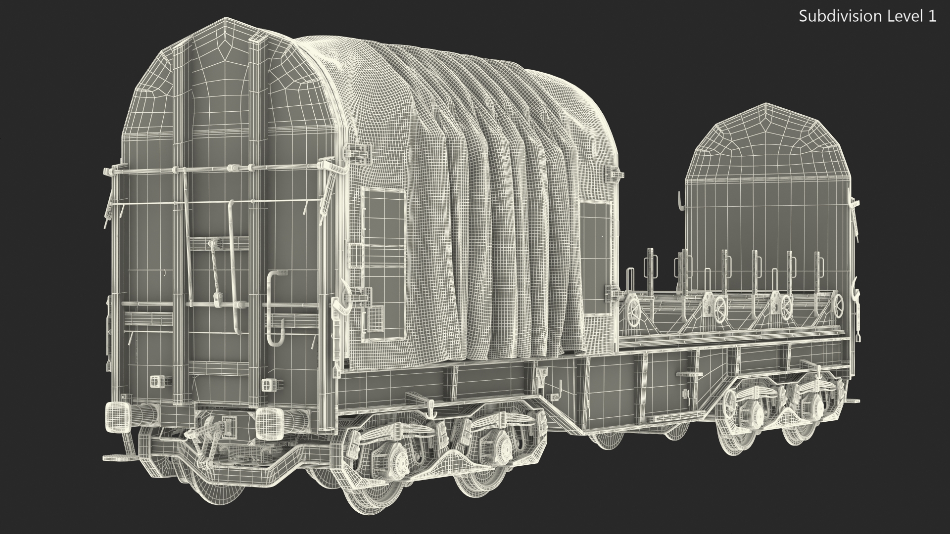 3D Tarpaulin Freight Wagon Opened Clear