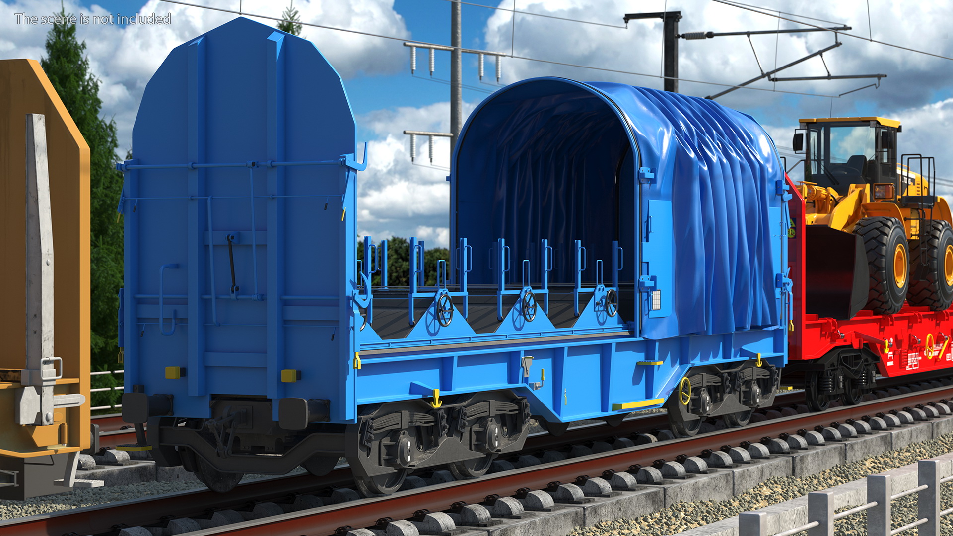 3D Tarpaulin Freight Wagon Opened Clear