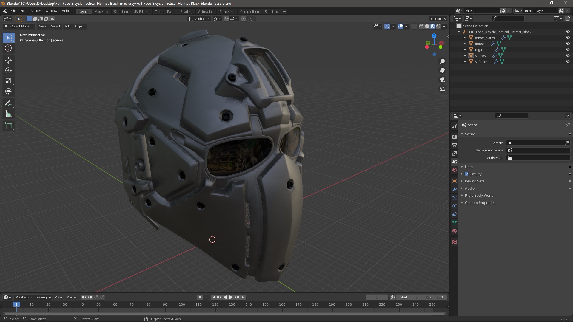 Full Face Bicycle Tactical Helmet Black 3D model