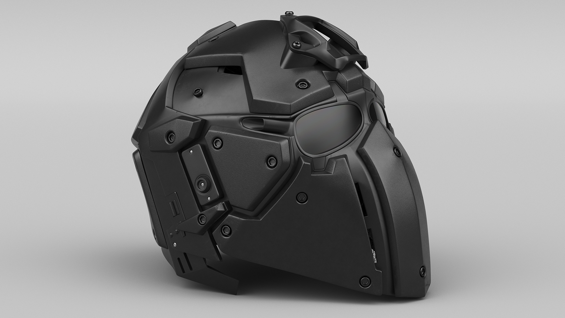 Full Face Bicycle Tactical Helmet Black 3D model