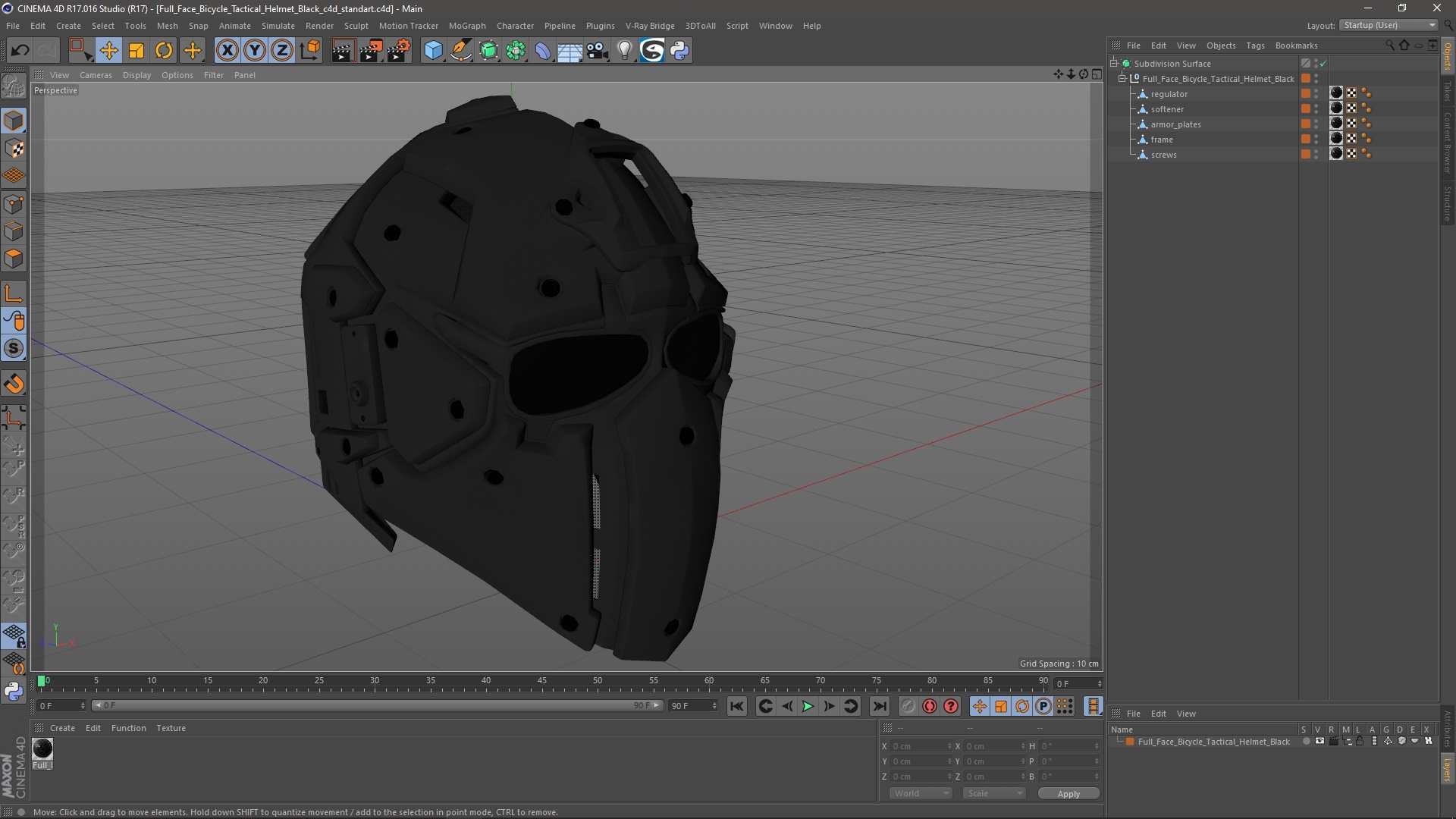 Full Face Bicycle Tactical Helmet Black 3D model