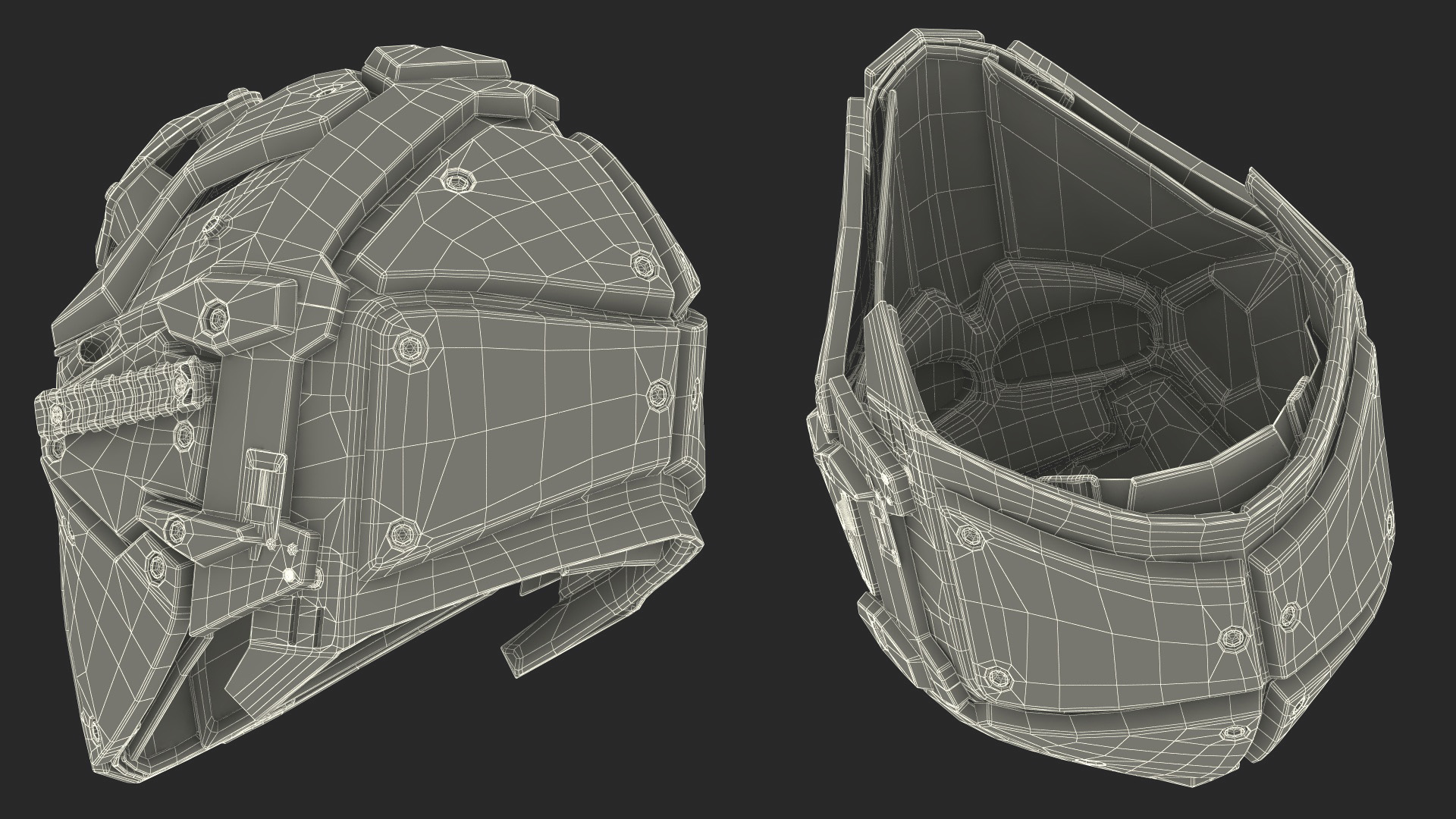Full Face Bicycle Tactical Helmet Black 3D model