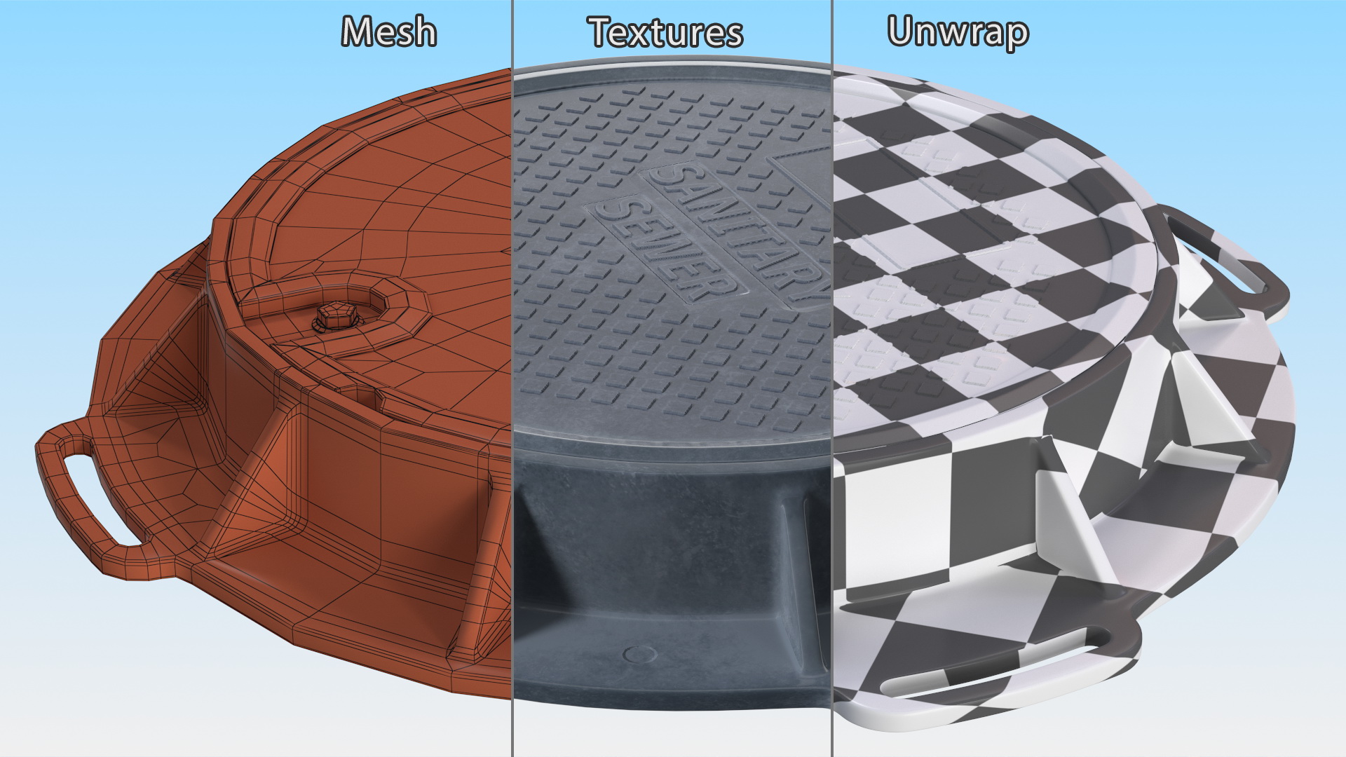 Fiberglass Manhole Black 3D model