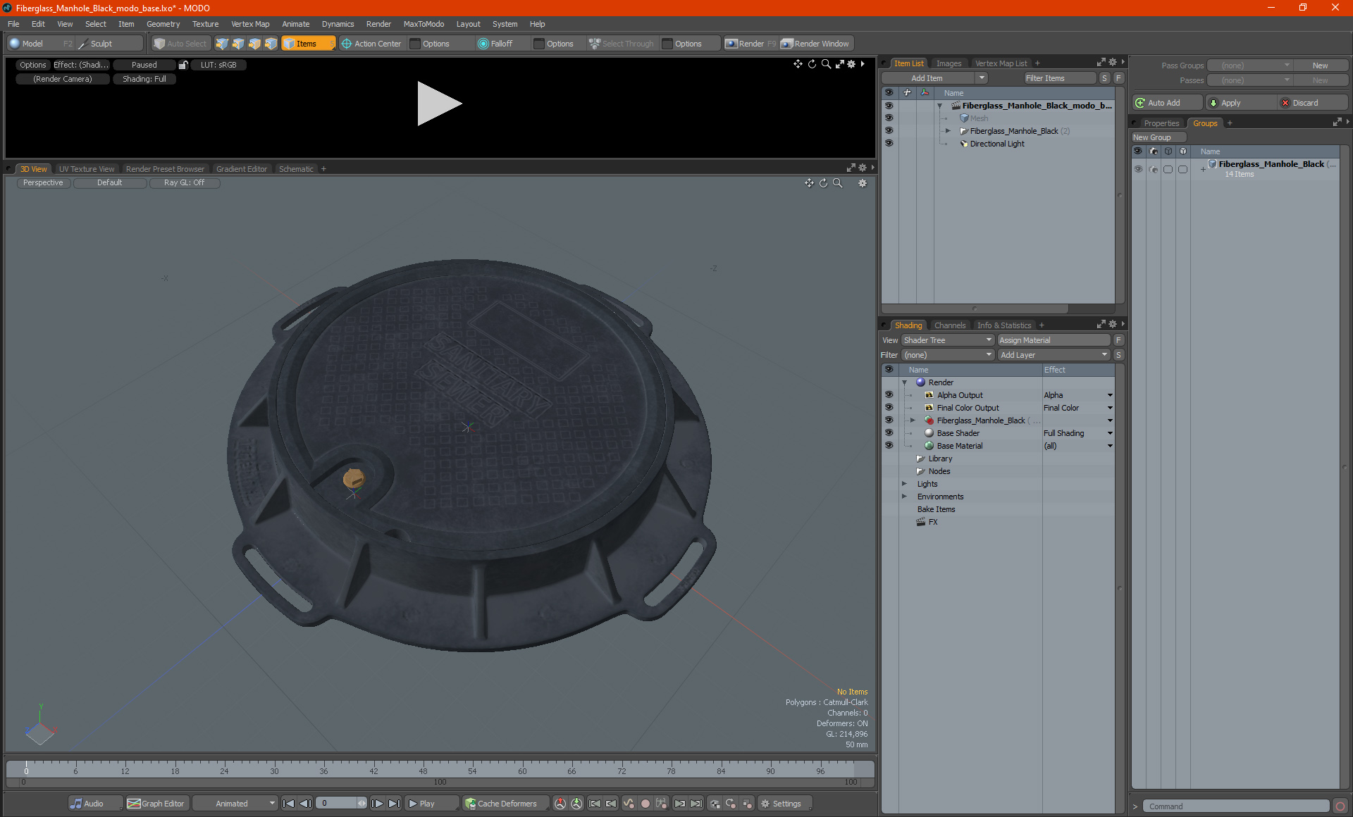 Fiberglass Manhole Black 3D model