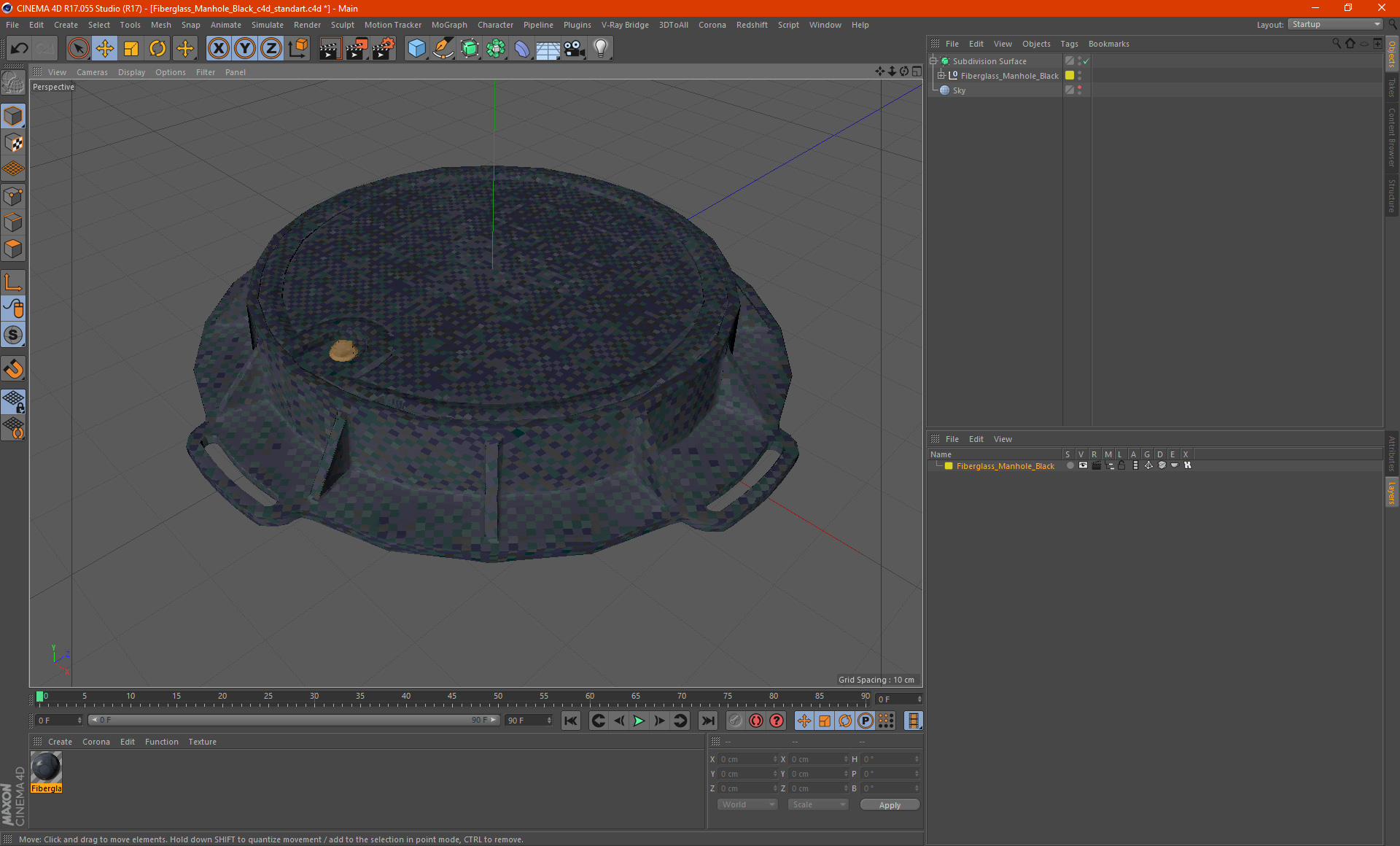 Fiberglass Manhole Black 3D model