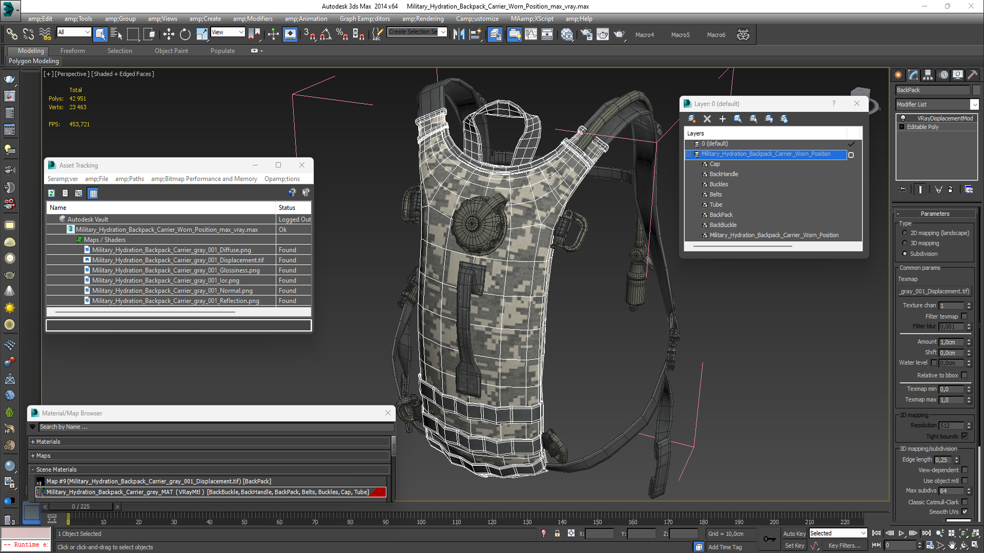 Military Hydration Backpack Carrier Worn Position 3D model