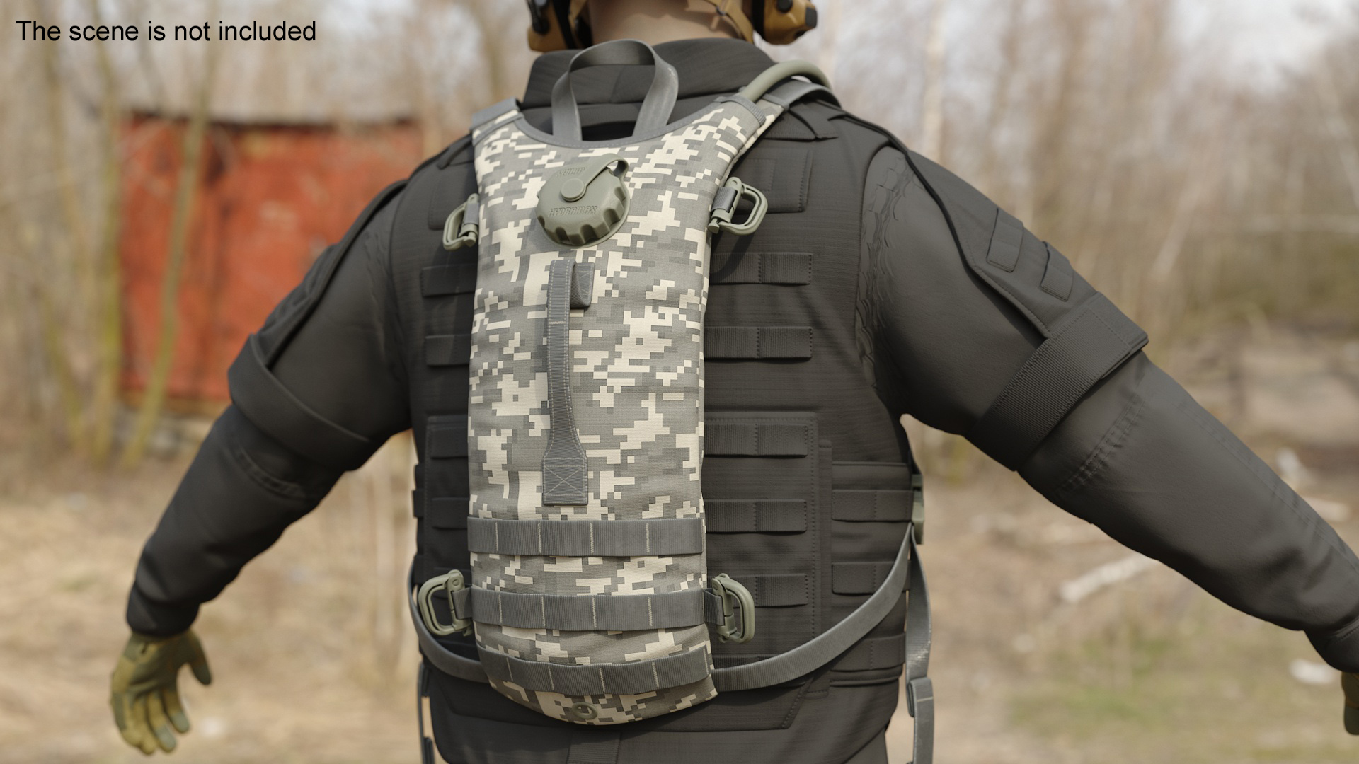 Military Hydration Backpack Carrier Worn Position 3D model