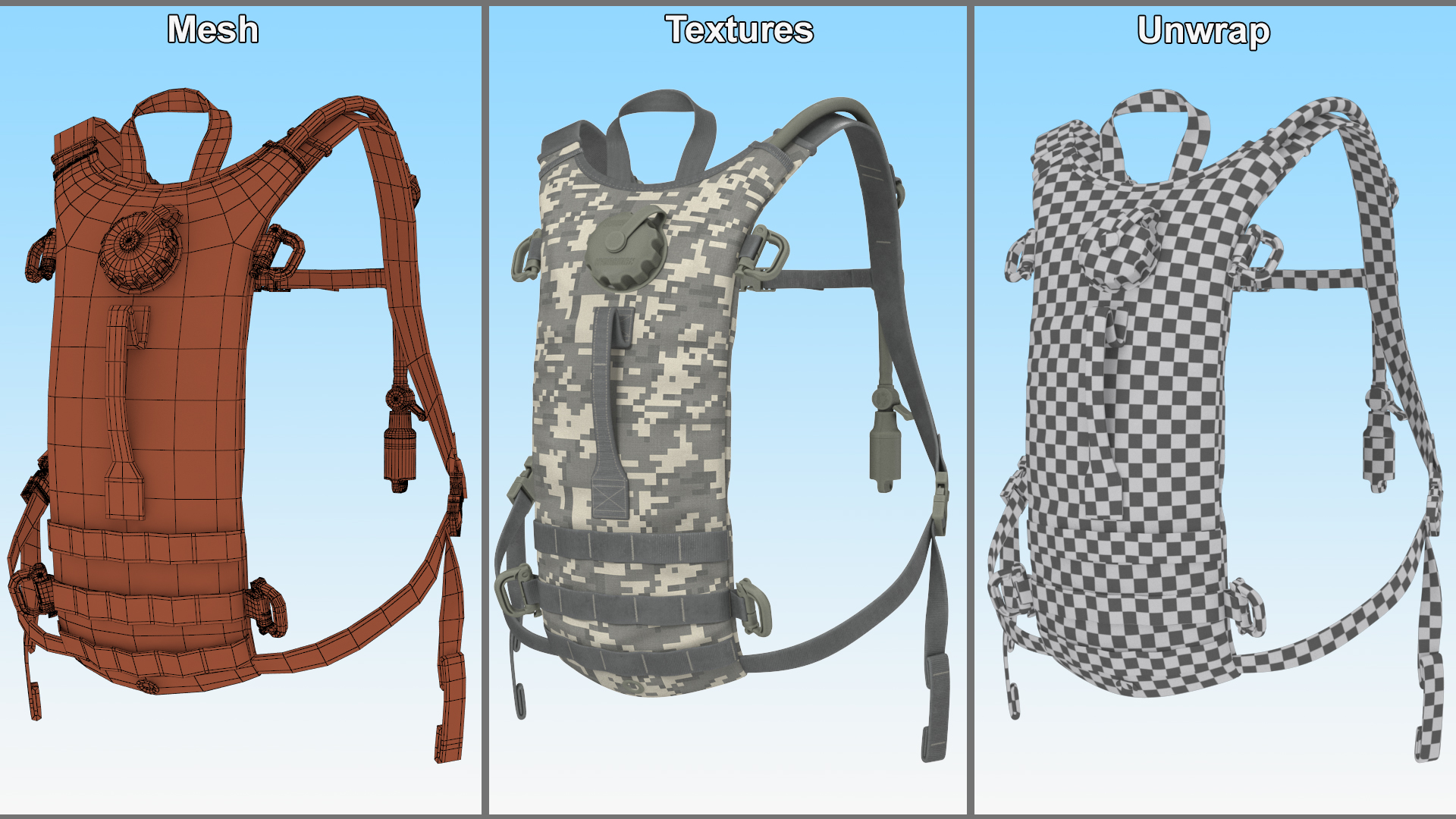 Military Hydration Backpack Carrier Worn Position 3D model