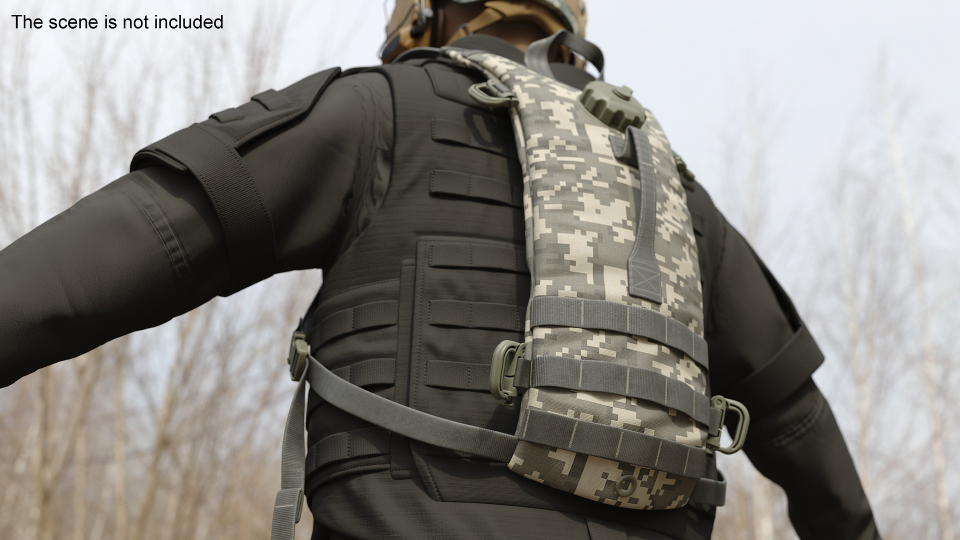 Military Hydration Backpack Carrier Worn Position 3D model