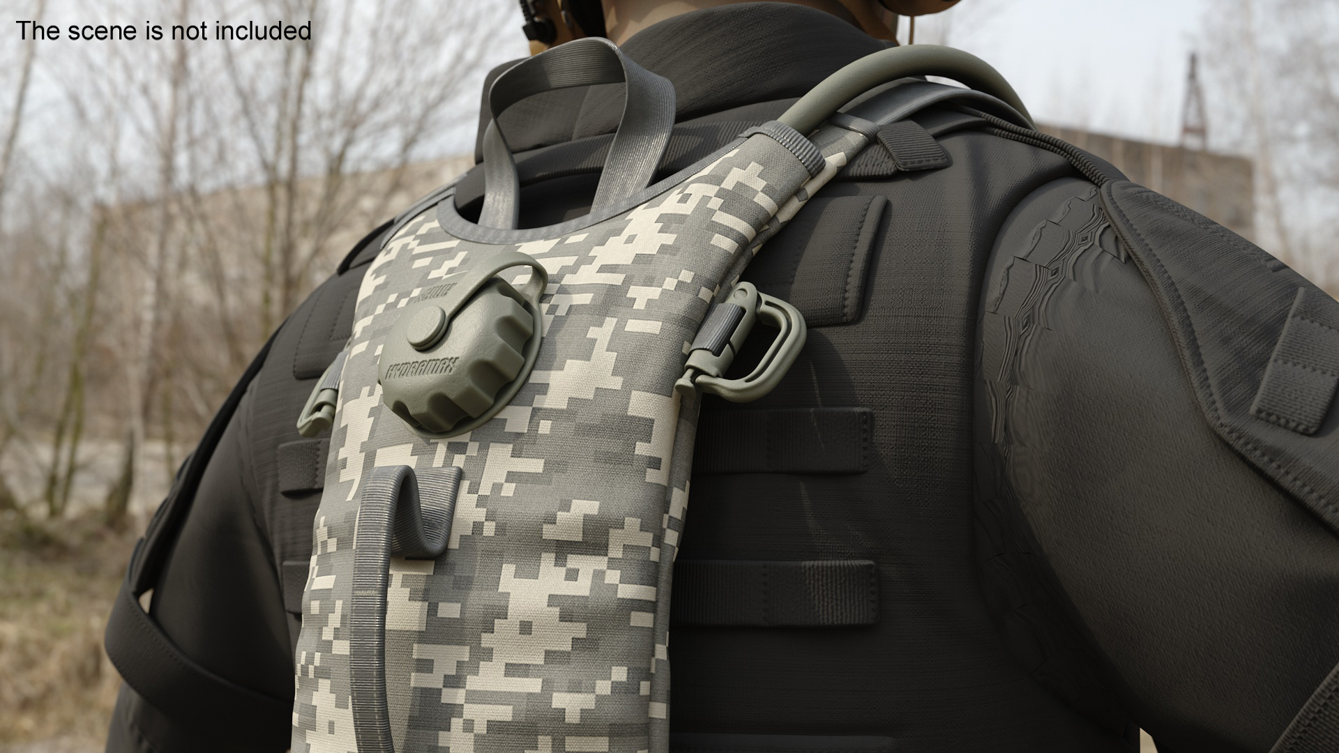 Military Hydration Backpack Carrier Worn Position 3D model