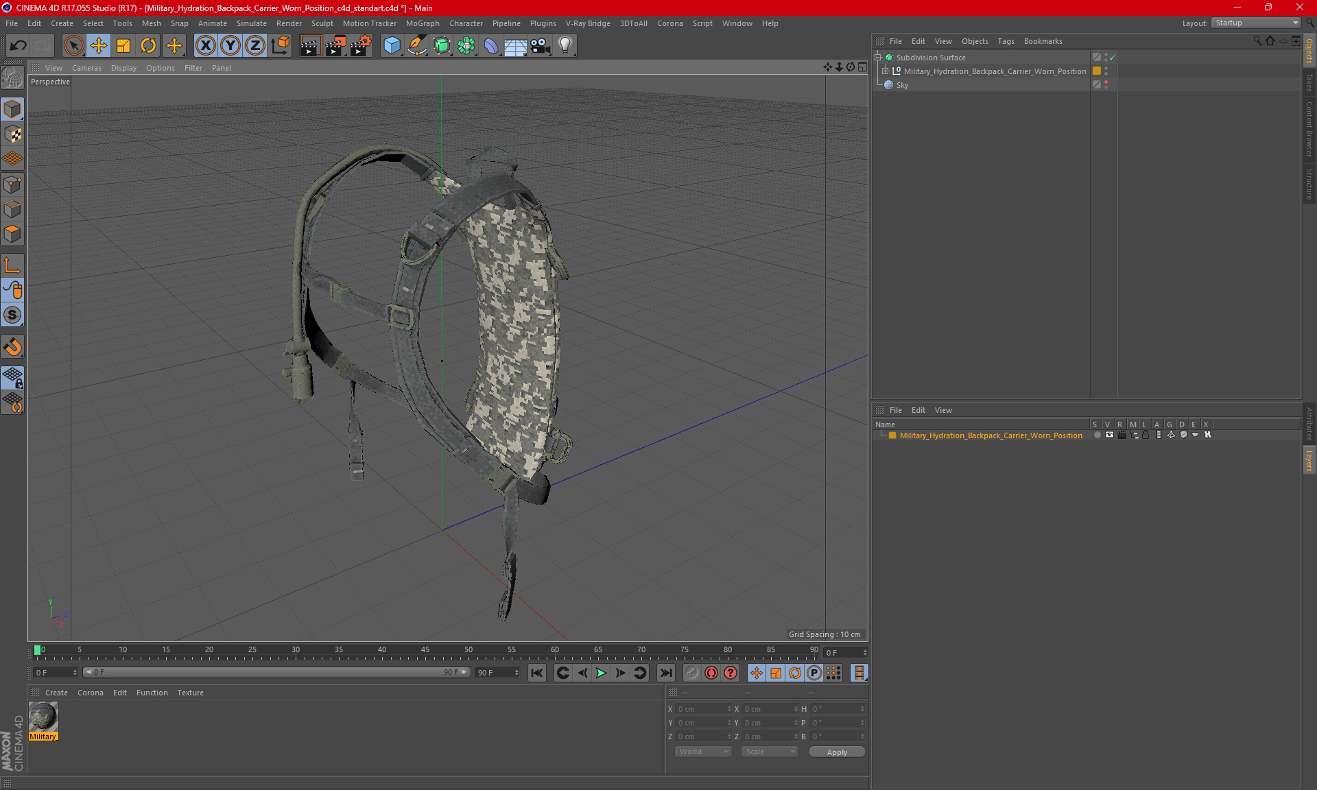 Military Hydration Backpack Carrier Worn Position 3D model