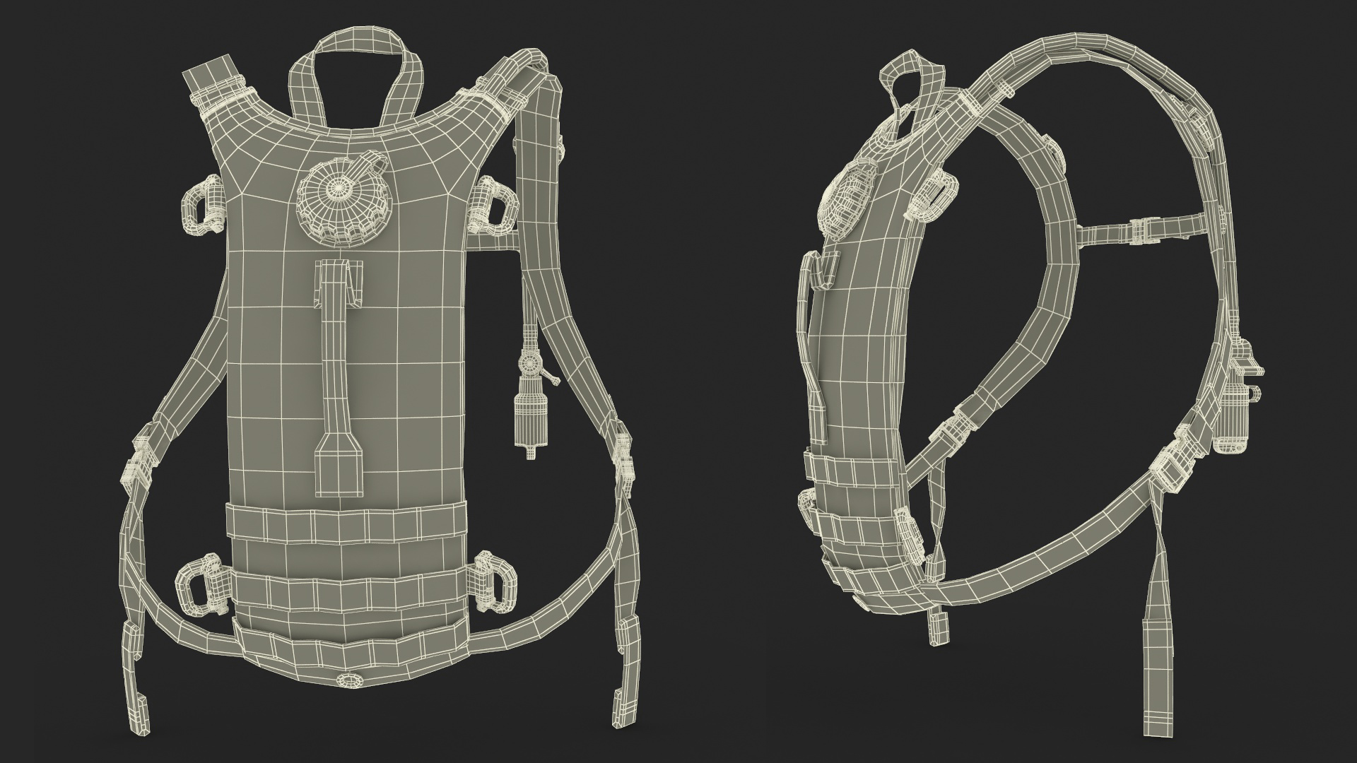 Military Hydration Backpack Carrier Worn Position 3D model