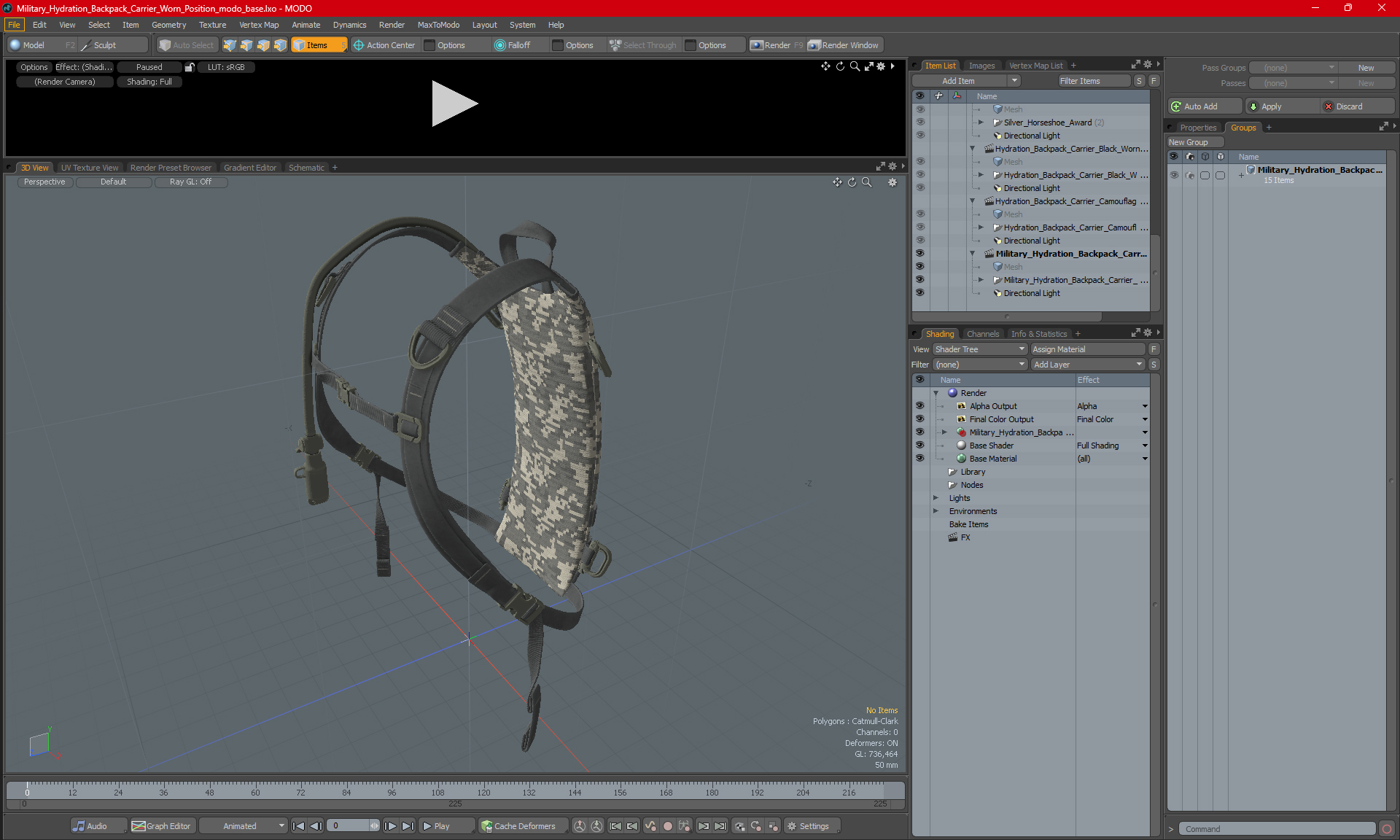 Military Hydration Backpack Carrier Worn Position 3D model
