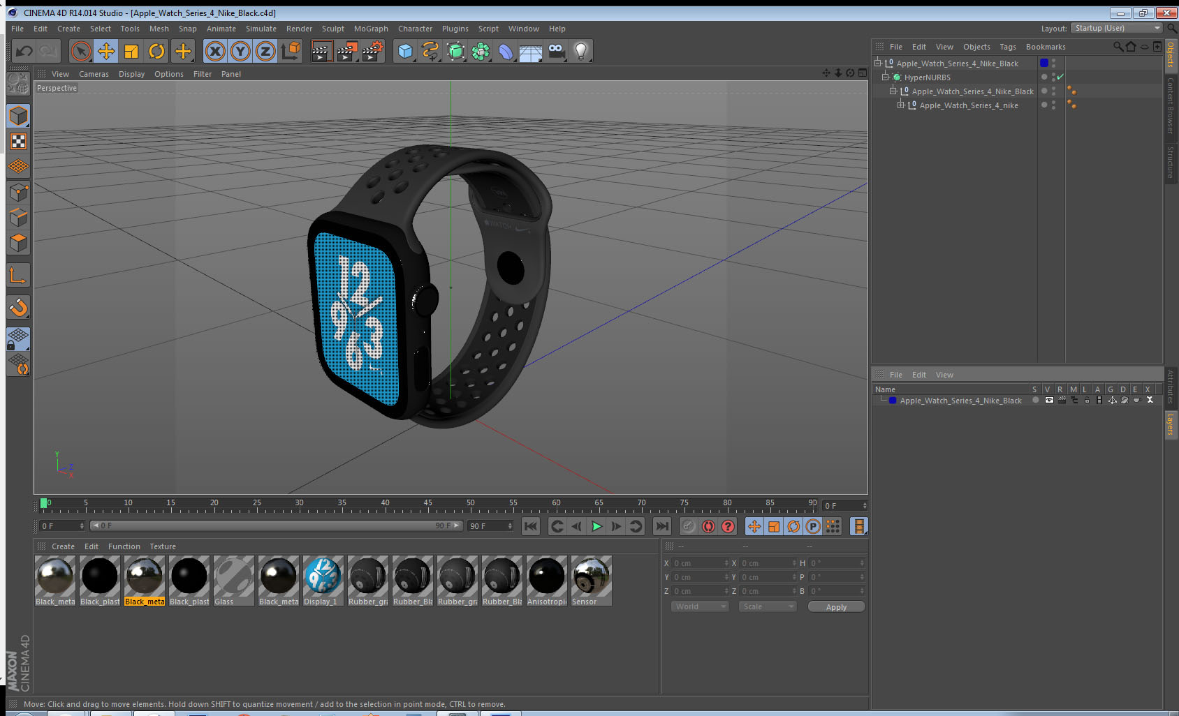3D Apple Watch Series 4 Nike Black