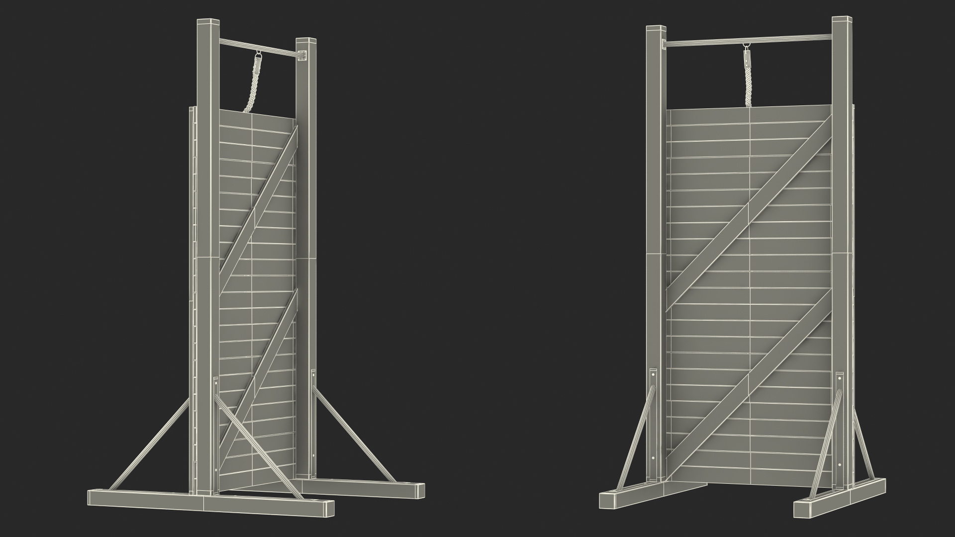 Obstacle Course Wall with Rope Old 3D model