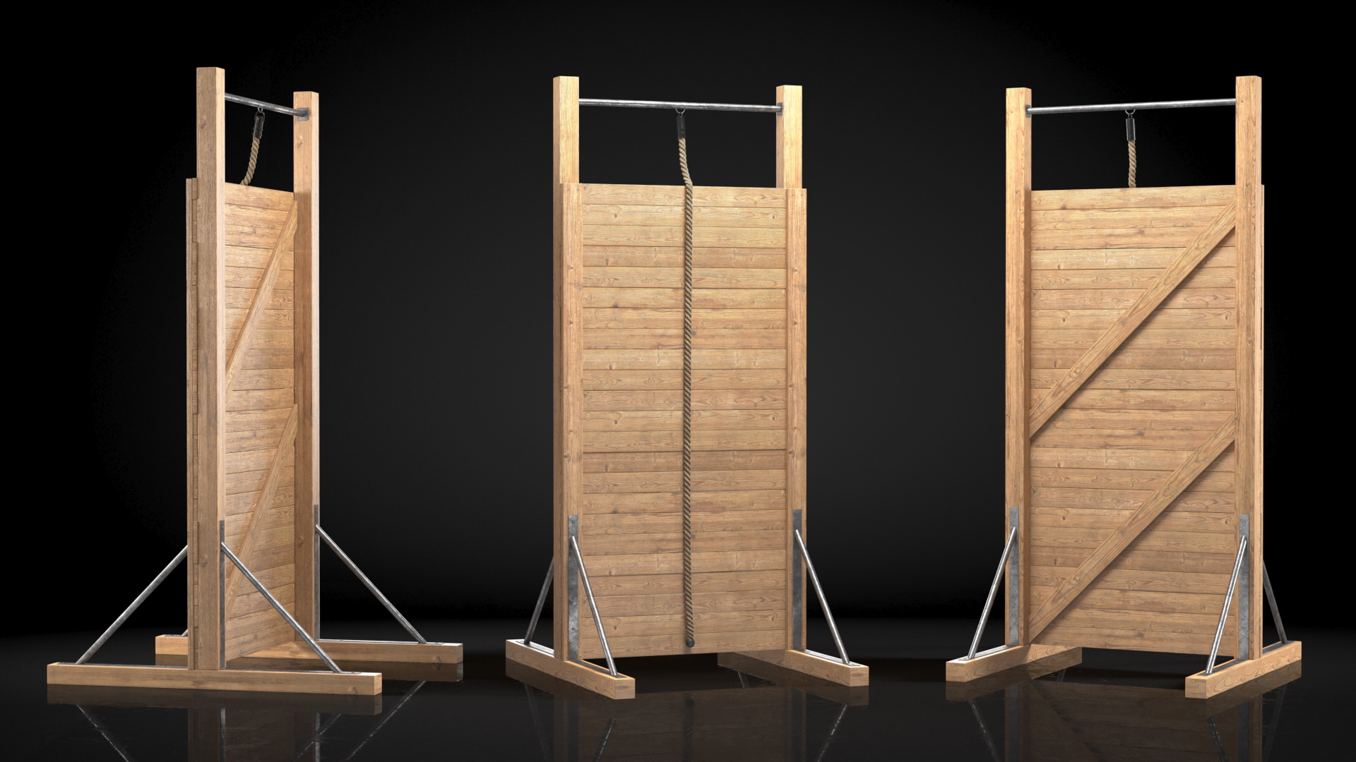 Obstacle Course Wall with Rope Old 3D model