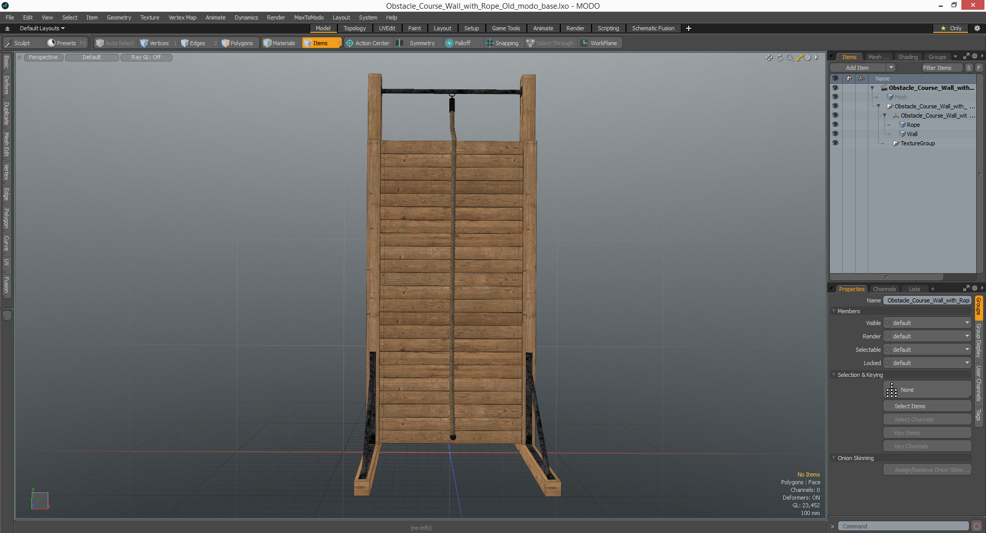 Obstacle Course Wall with Rope Old 3D model
